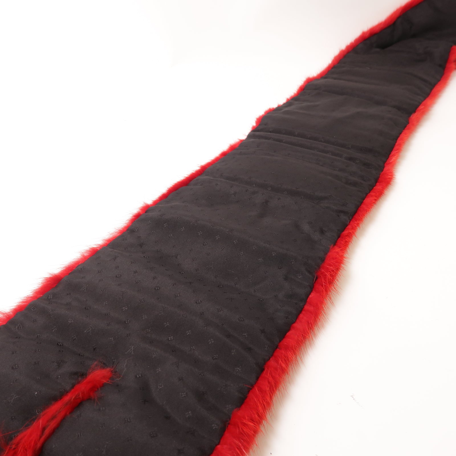 LOUIS VUITTON Mink/絲質Scarf圍巾紅色/黑色