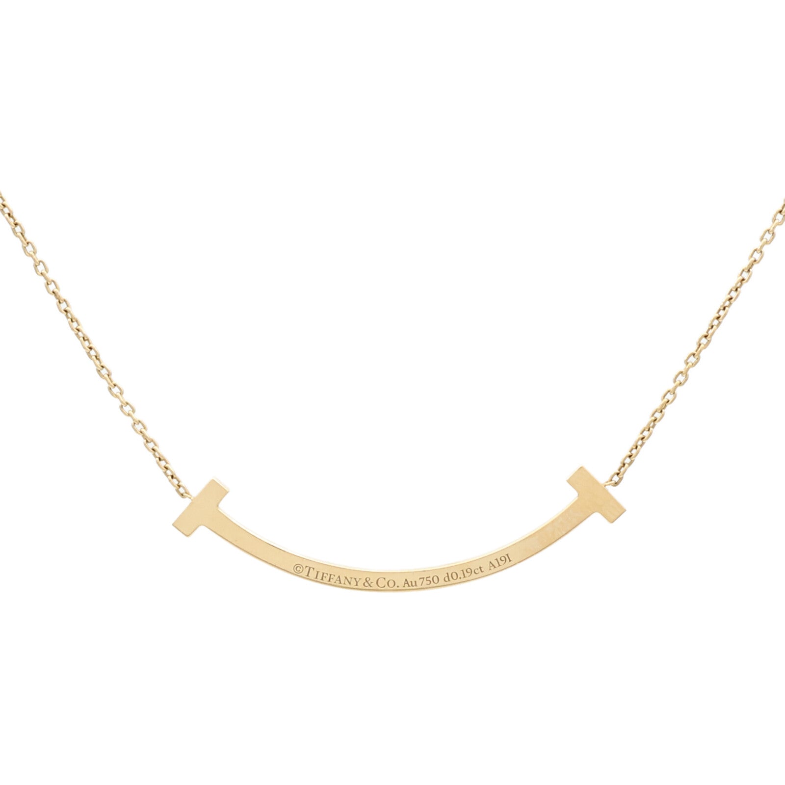 TIFFANY＆CO 18K黃金T-Smile Diamond Pendent鑽石項鍊