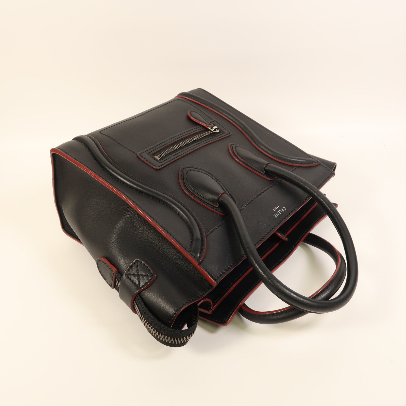 CELINE 牛皮皮革Micro Luggage銀扣手挽袋