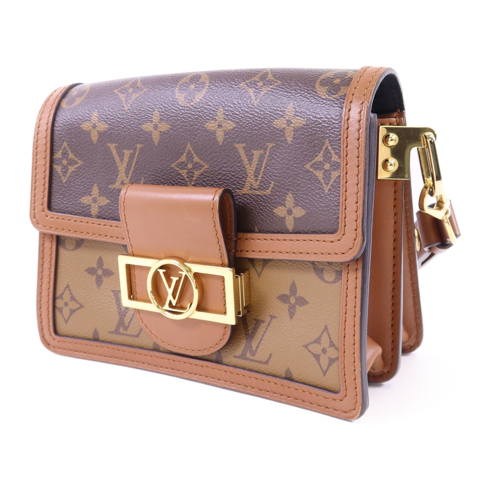 LOUIS VUITTON 【激減優惠】Monogram Reverse Mini Dauphine金扣肩背袋