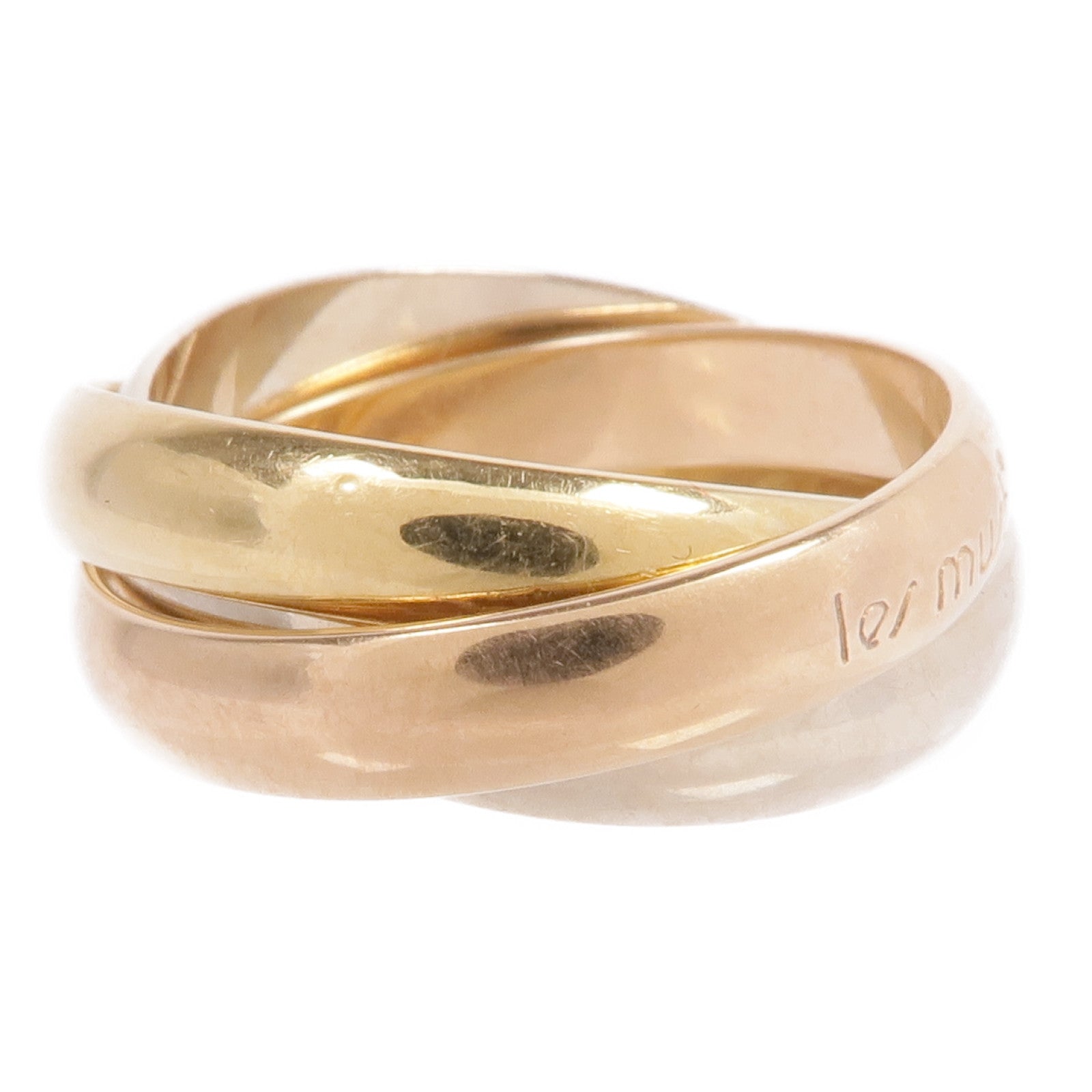 CARTIER 18K黃金/白金/玫瑰金Trinity戒指Cartier#51/US#5.5