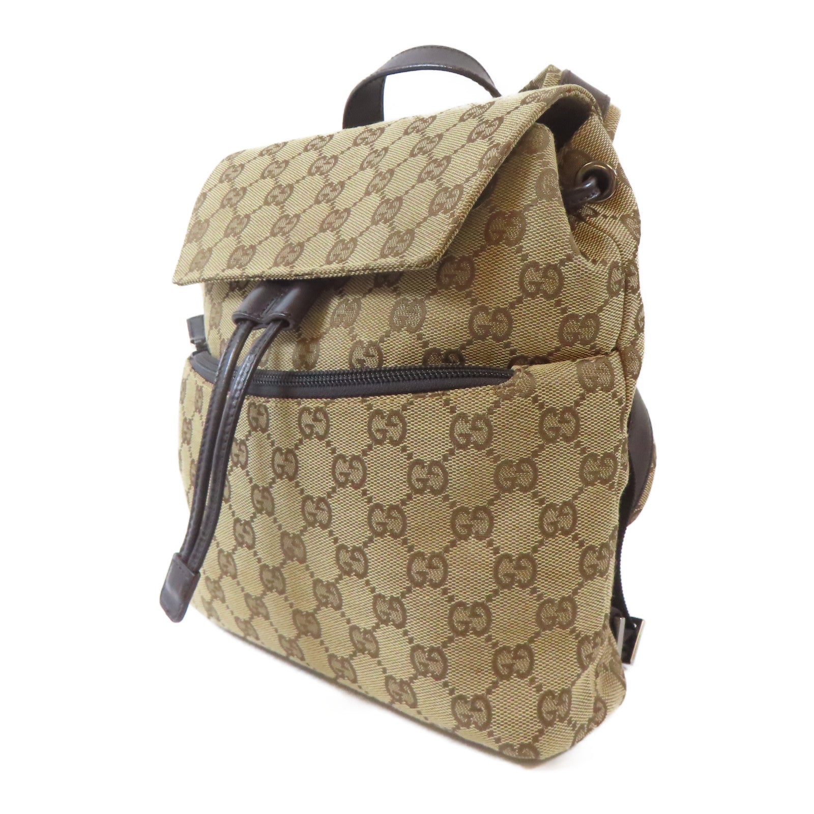 GUCCI 帆布GG Supreme BackPack銀扣背包啡色