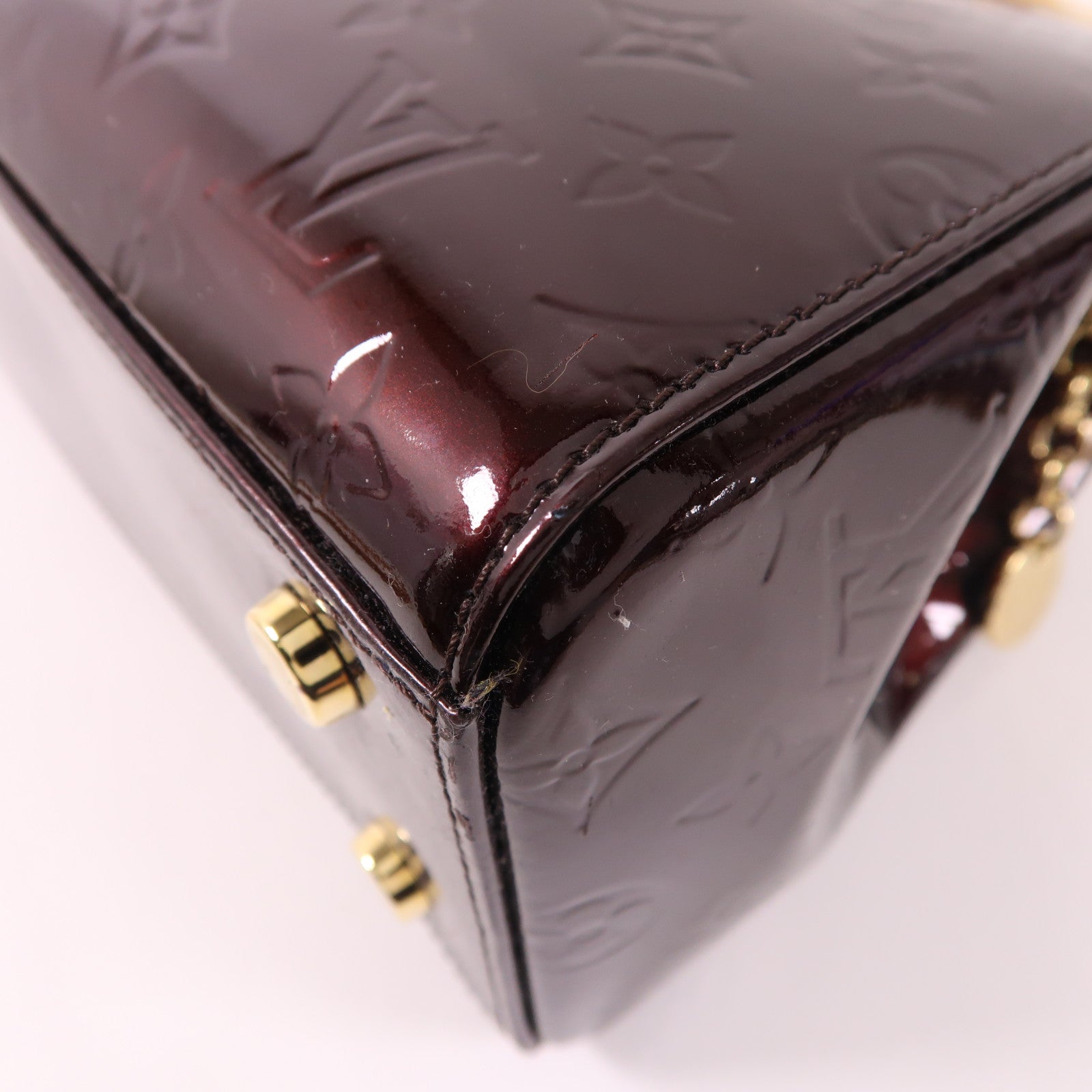 LOUIS VUITTON Vernis Brea MM金扣手挽肩背兩用袋Rouge Fauviste