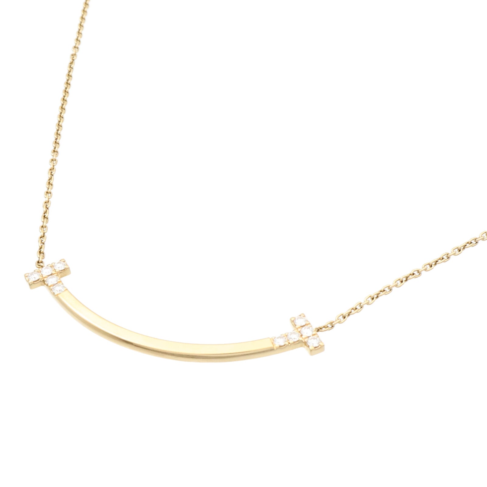 TIFFANY＆CO 18K黃金T-Smile Diamond Pendent鑽石項鍊