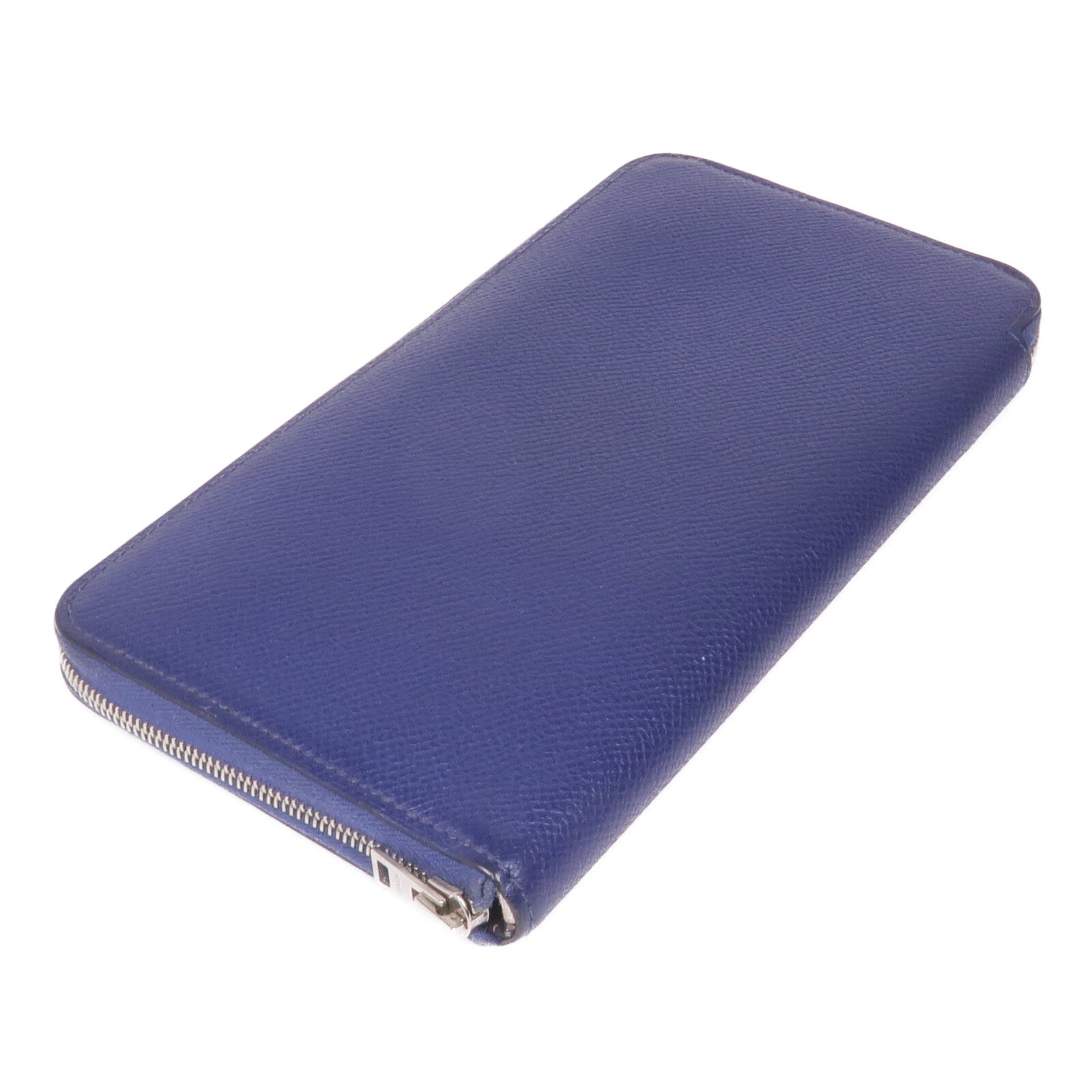 HERMES Epsom皮革Silk-In Azap Long銀扣長錢包Bleu Saphir