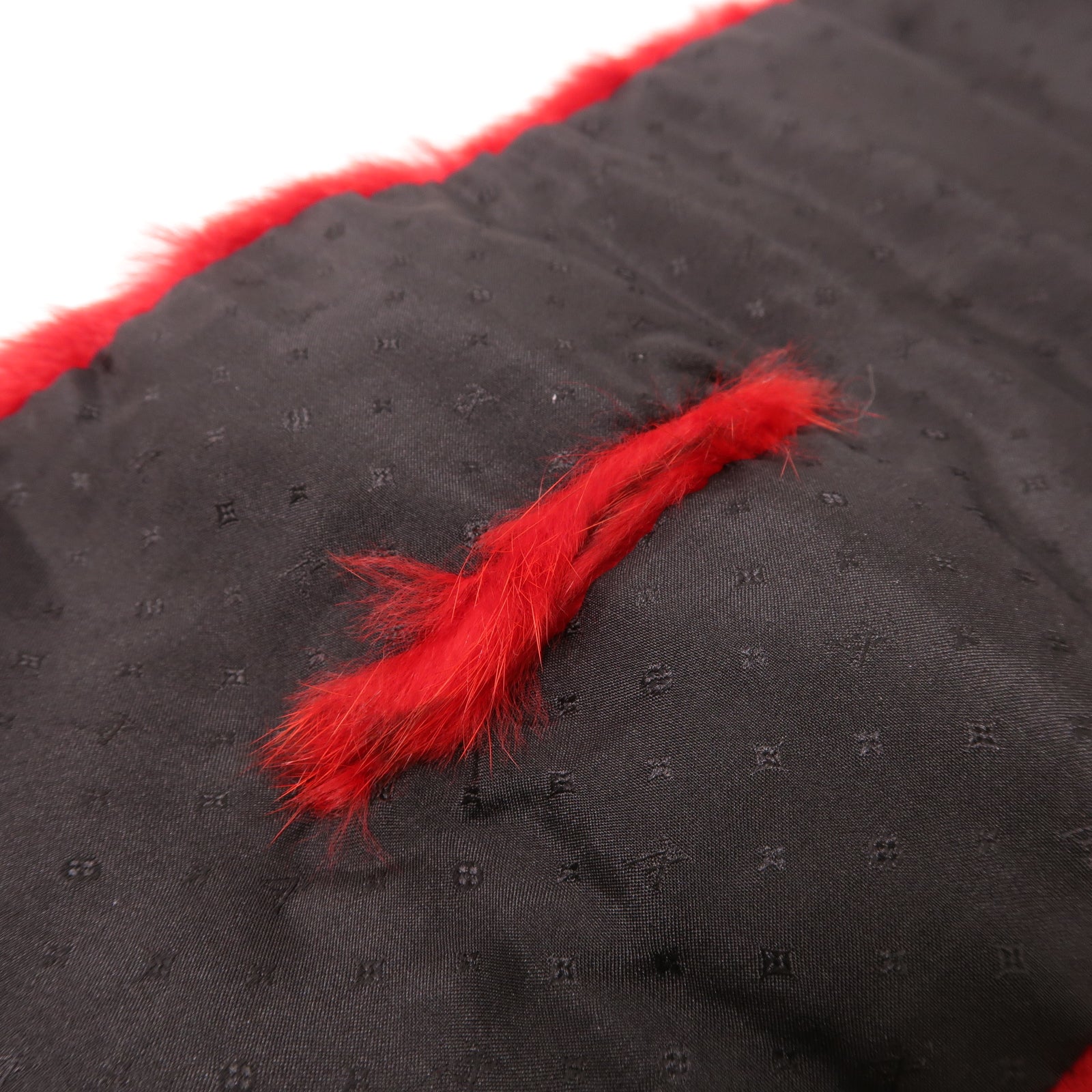 LOUIS VUITTON Mink/絲質Scarf圍巾紅色/黑色