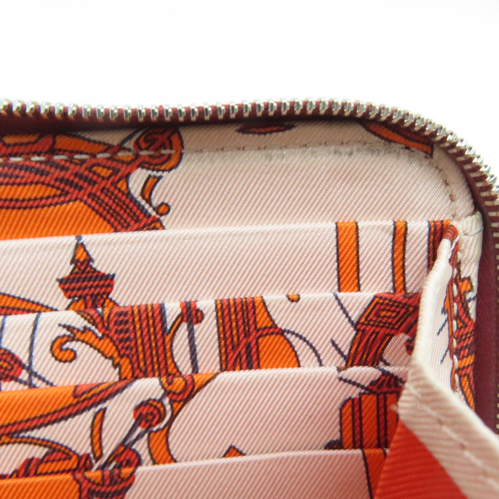 HERMES Epsom皮革Silk In Long Wallet銀扣長錢包紅色