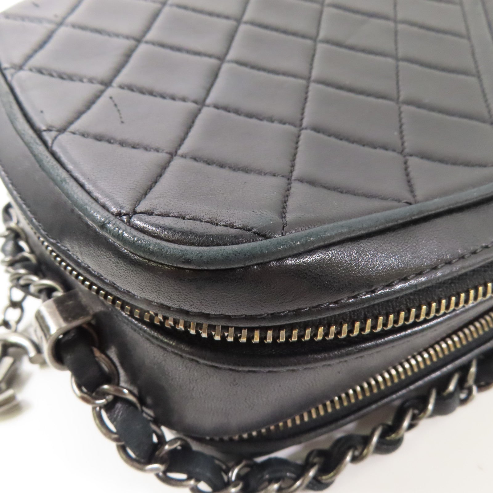 CHANEL 牛皮皮革Chain Shoulder Bag銀扣鏈帶肩背袋