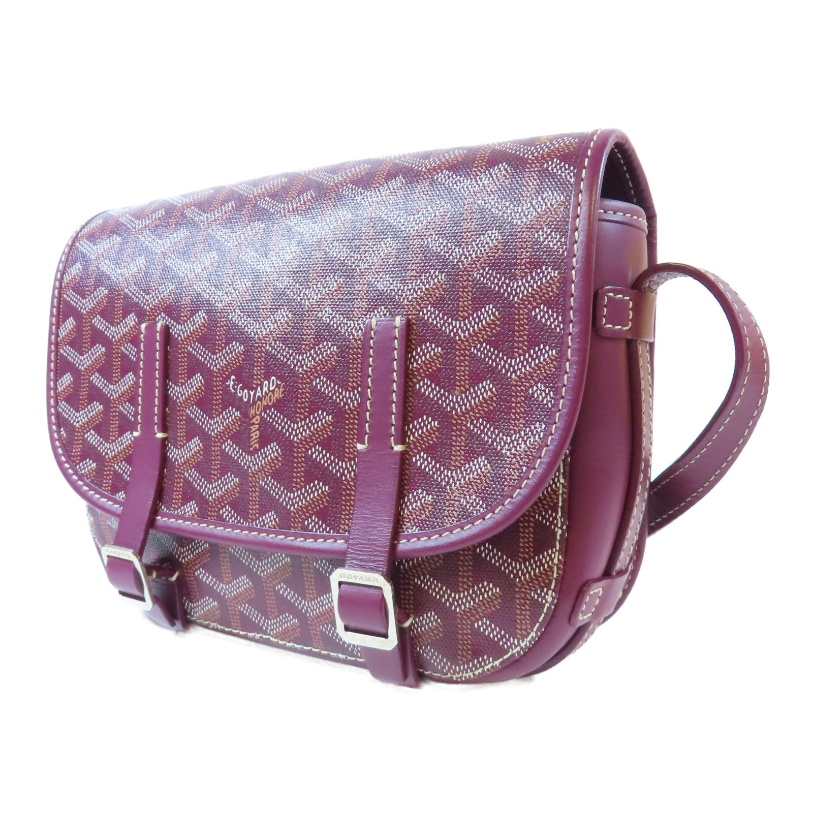 GOYARD 塗層帆布Belvedere銀扣肩背袋紫色