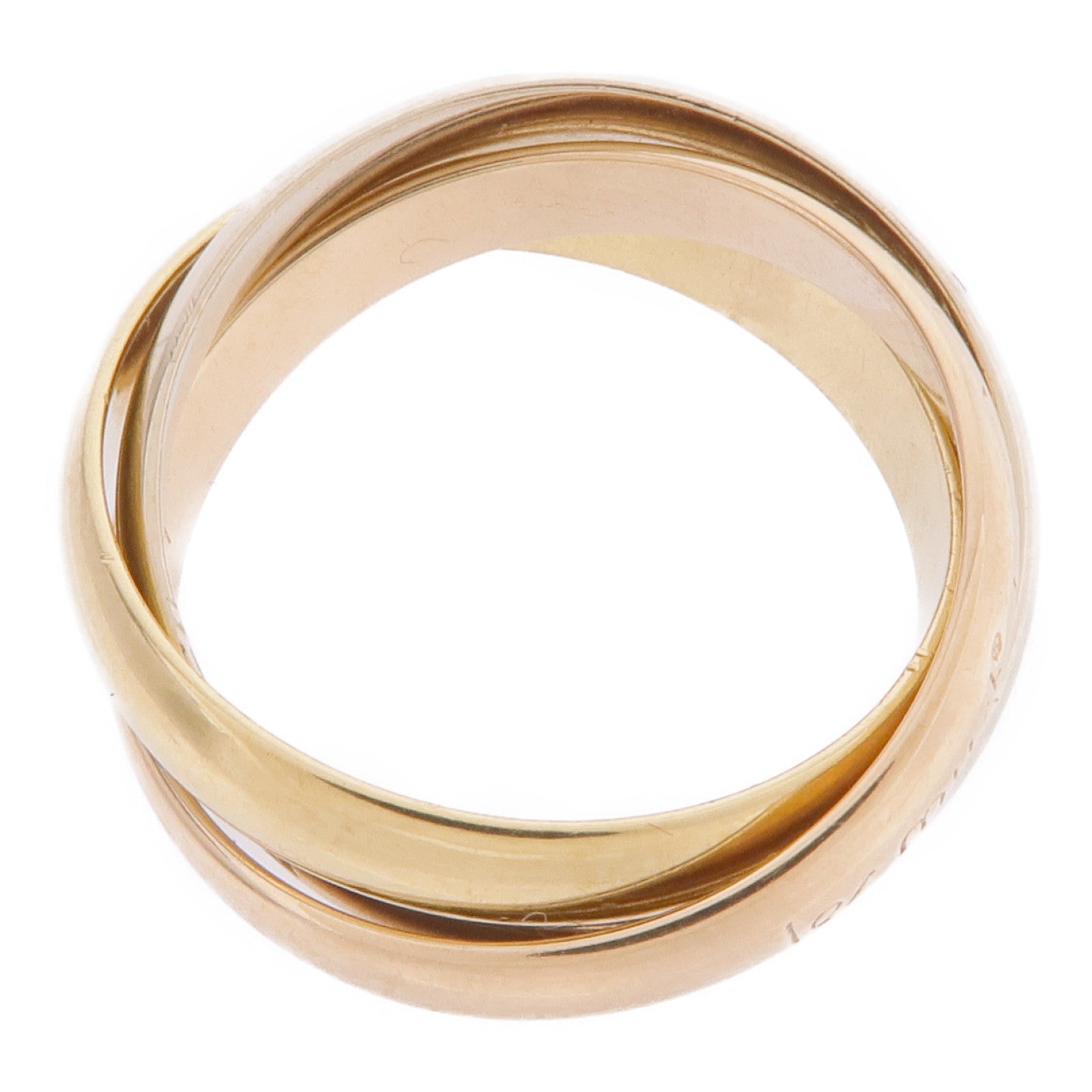 CARTIER 18K黃金/白金/玫瑰金Trinity戒指Cartier#51/US#5.5