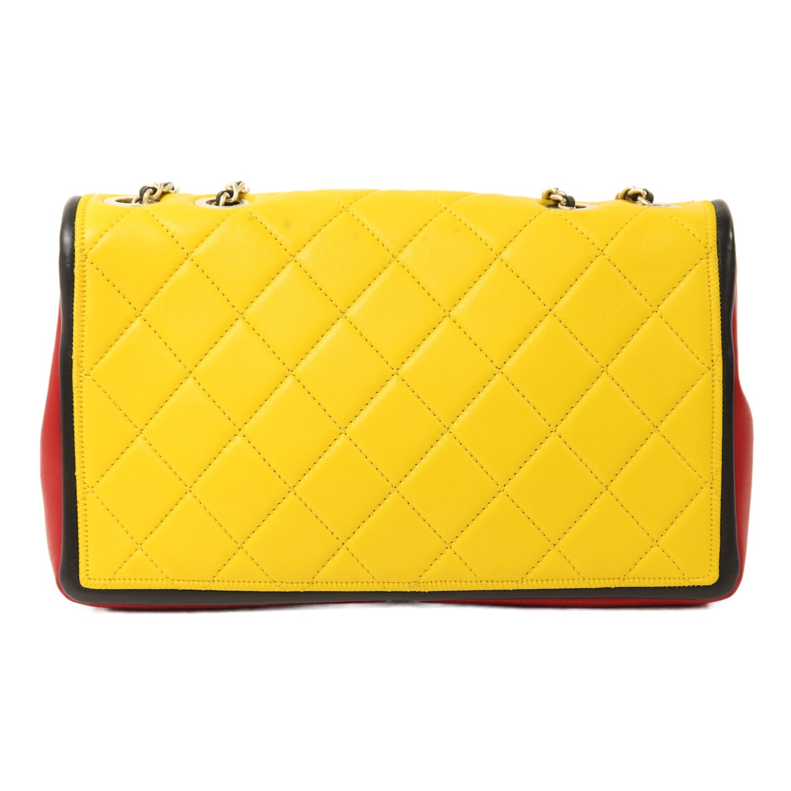 CHANEL 羊皮皮革Colorblock Medium Flap Bag金扣鏈帶肩背袋