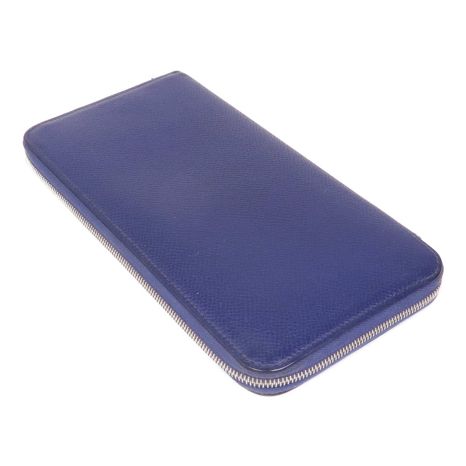 HERMES Epsom皮革Silk-In Azap Long銀扣長錢包Bleu Saphir