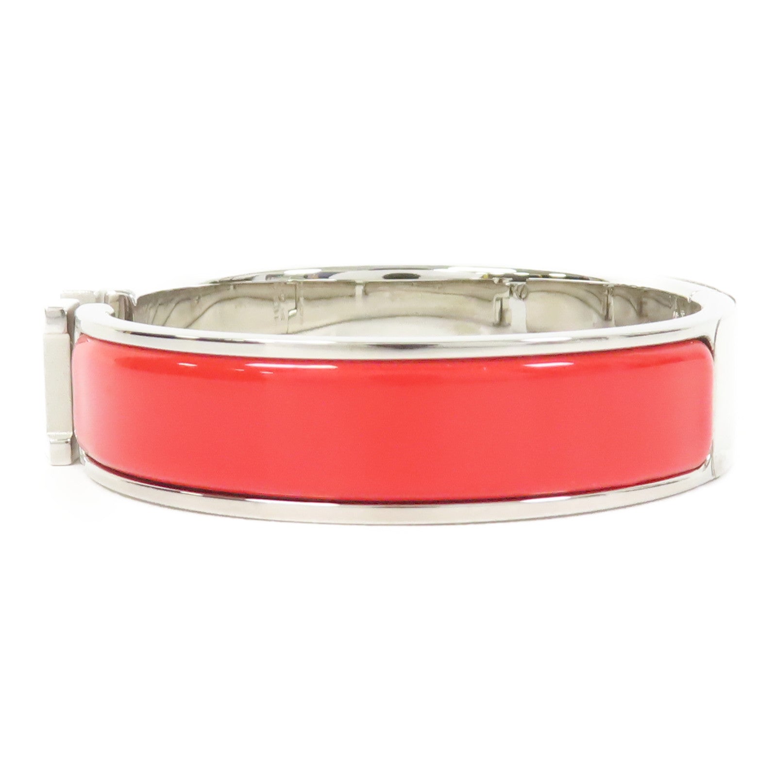 HERMES 金屬Clic H Bracelet手鐲紅色/白色