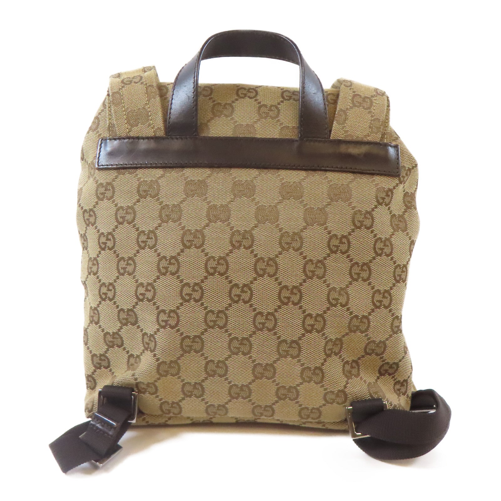 GUCCI 帆布GG Supreme BackPack銀扣背包啡色