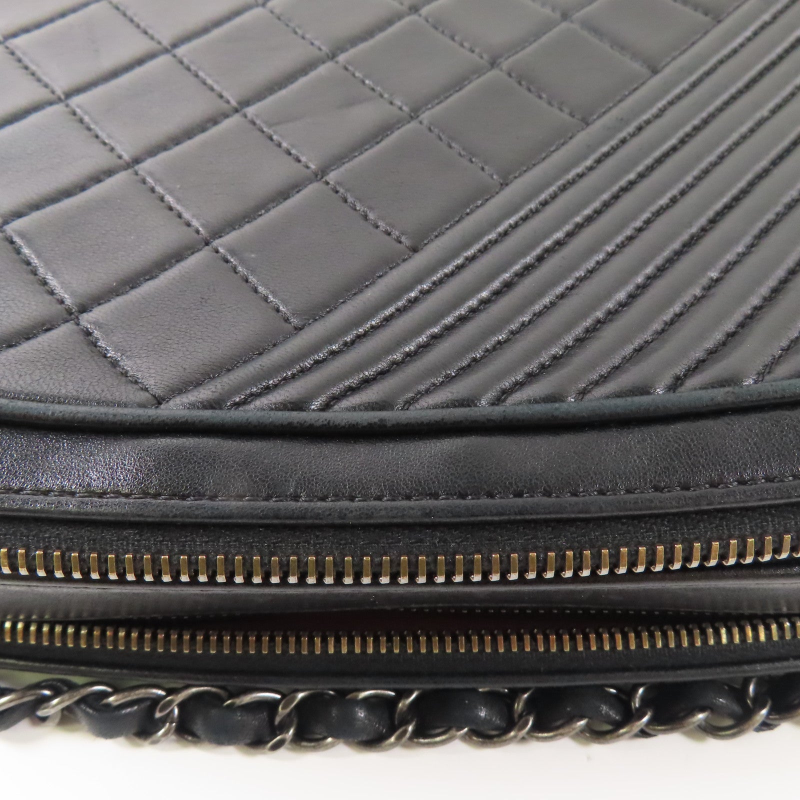 CHANEL 牛皮皮革Chain Shoulder Bag銀扣鏈帶肩背袋