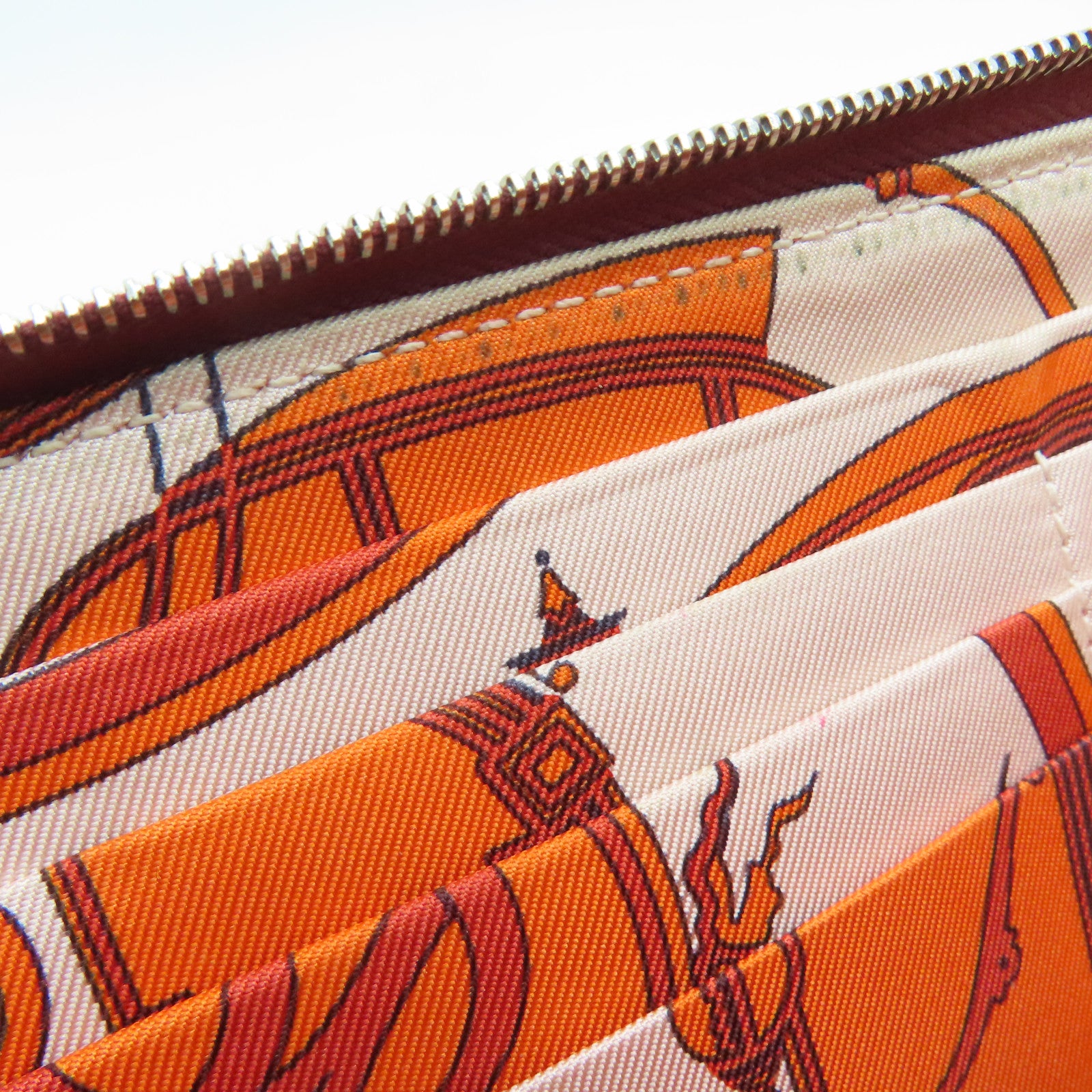 HERMES Epsom皮革Silk In Long Wallet銀扣長錢包紅色