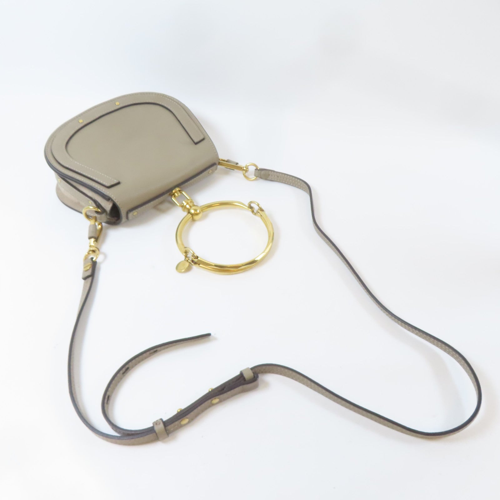 Chloe 牛皮皮革Nile Bag金扣手挽肩背兩用袋啡色
