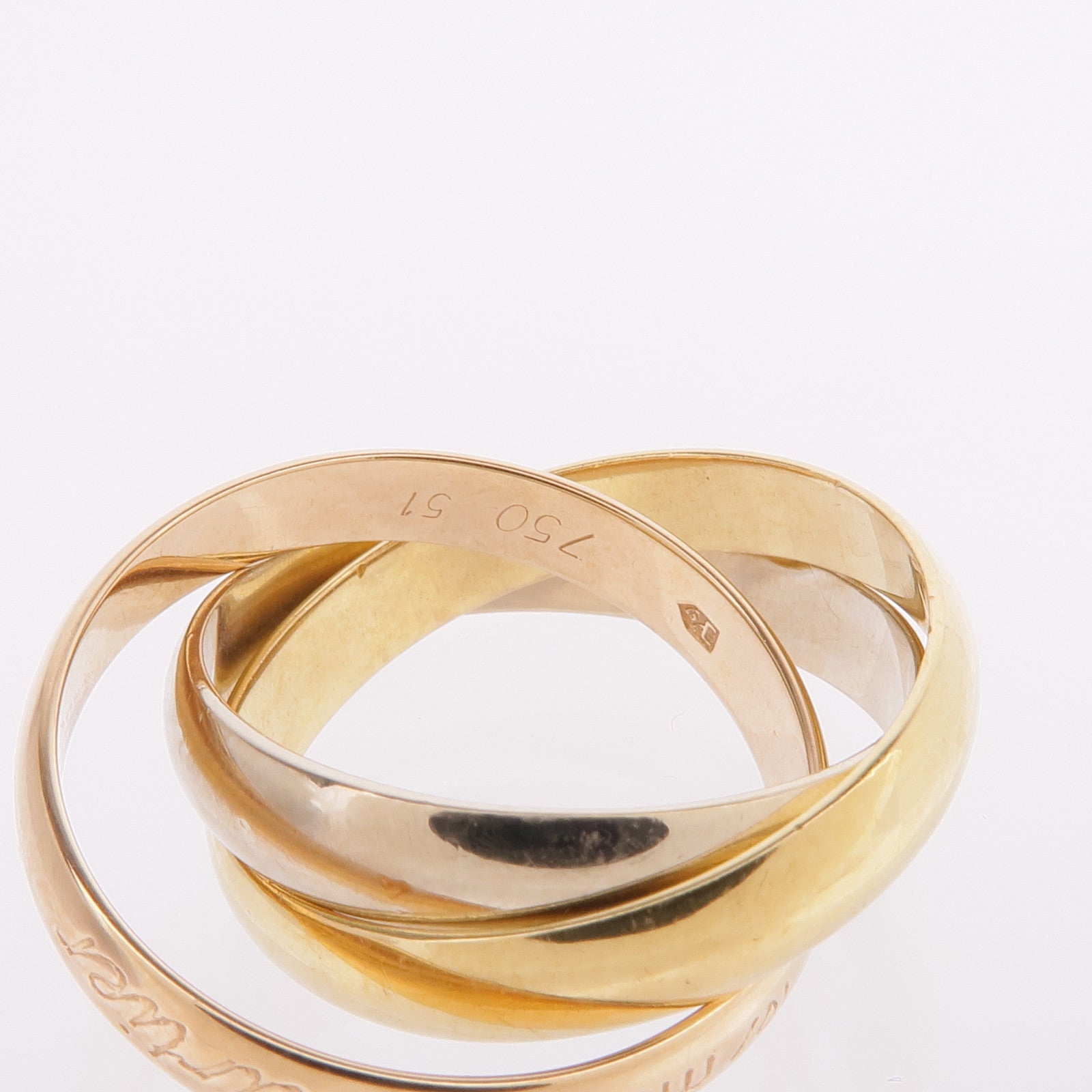 CARTIER 18K黃金/白金/玫瑰金Trinity戒指Cartier#51/US#5.5