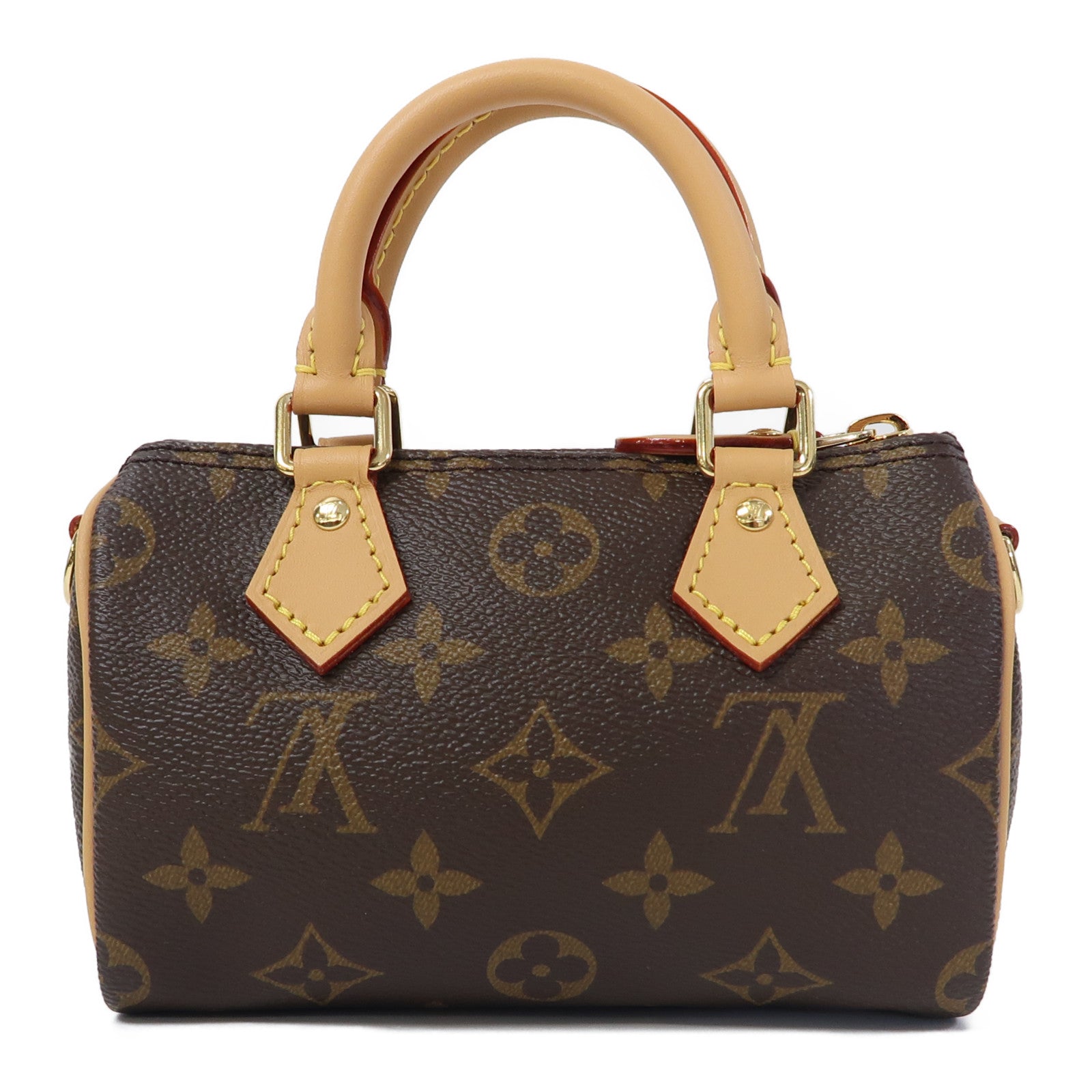 LOUIS VUITTON Monogram Nano Speedy金扣手挽肩背兩用袋啡色