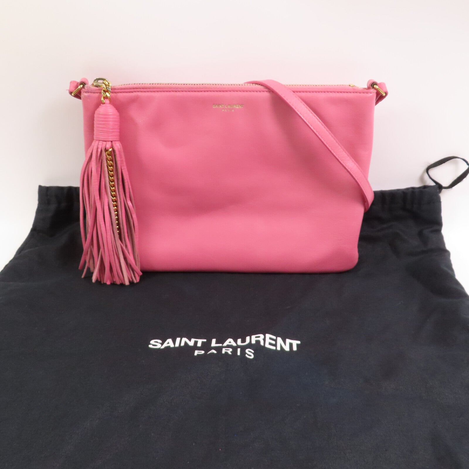 YVES SAINT LAURENT 【激減優惠】牛皮皮革Shoulder Bag金扣肩背袋
