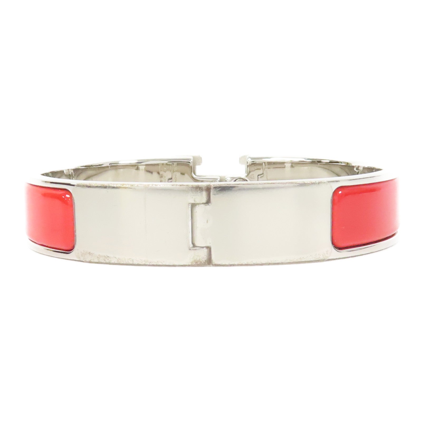 HERMES 金屬Clic H Bracelet手鐲紅色/白色