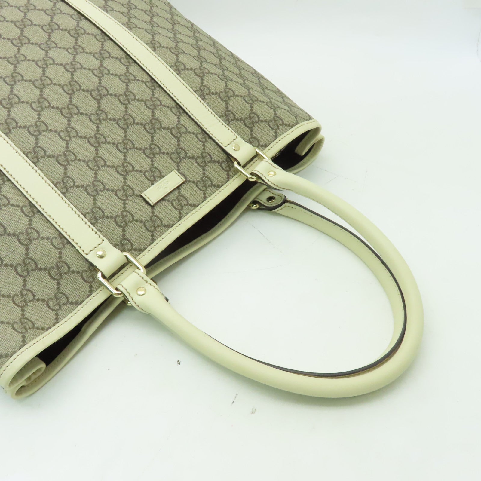 GUCCI 【激減優惠】塗層帆布Tote Bag金扣手挽袋啡色/米色