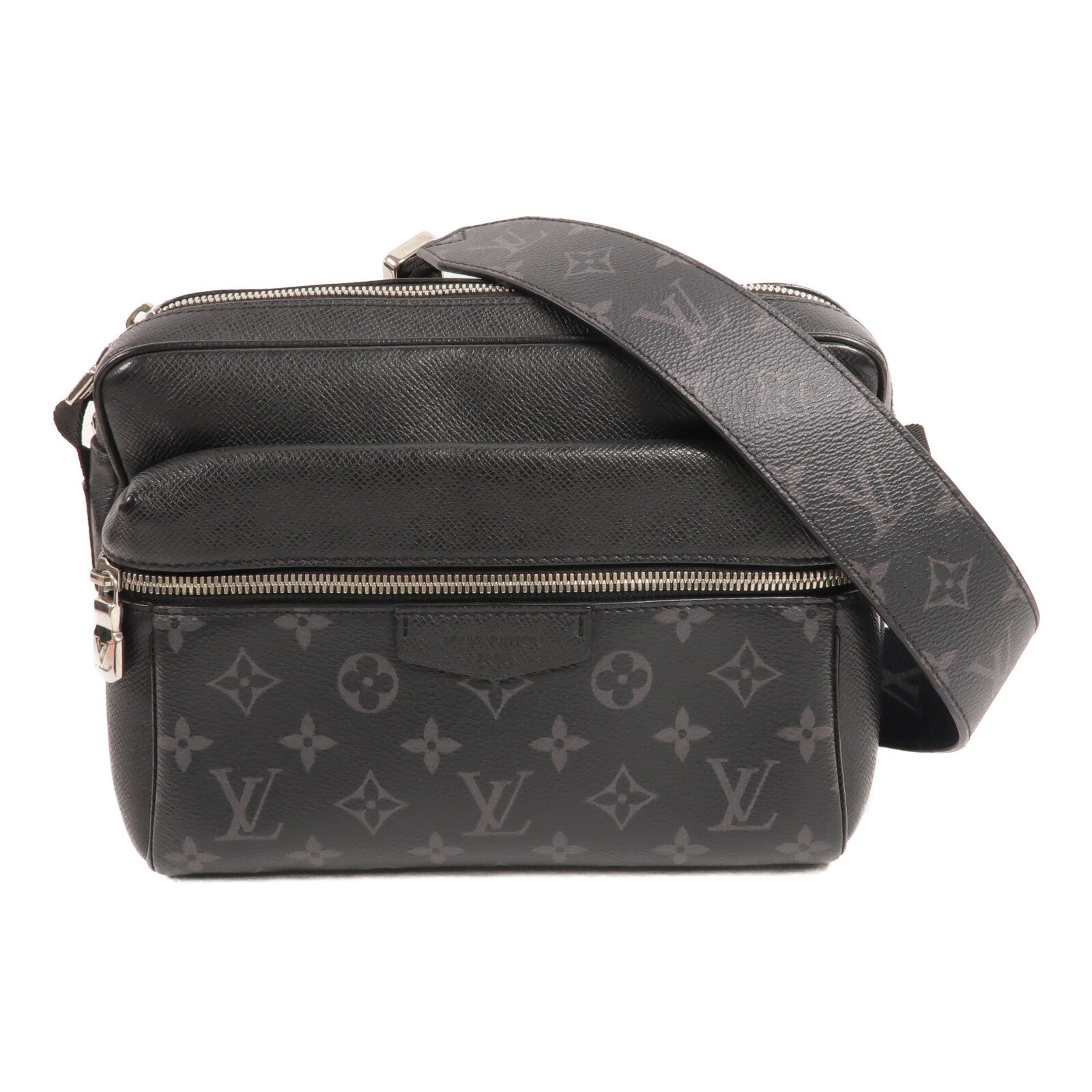 LOUIS VUITTON Monogram Eclipse/Taiga Outdoor Messenger銀扣肩背袋