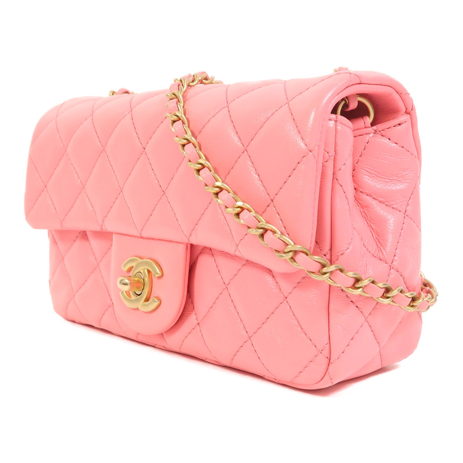 CHANEL 羊皮皮革Mini Classic 20金扣鏈帶肩背袋