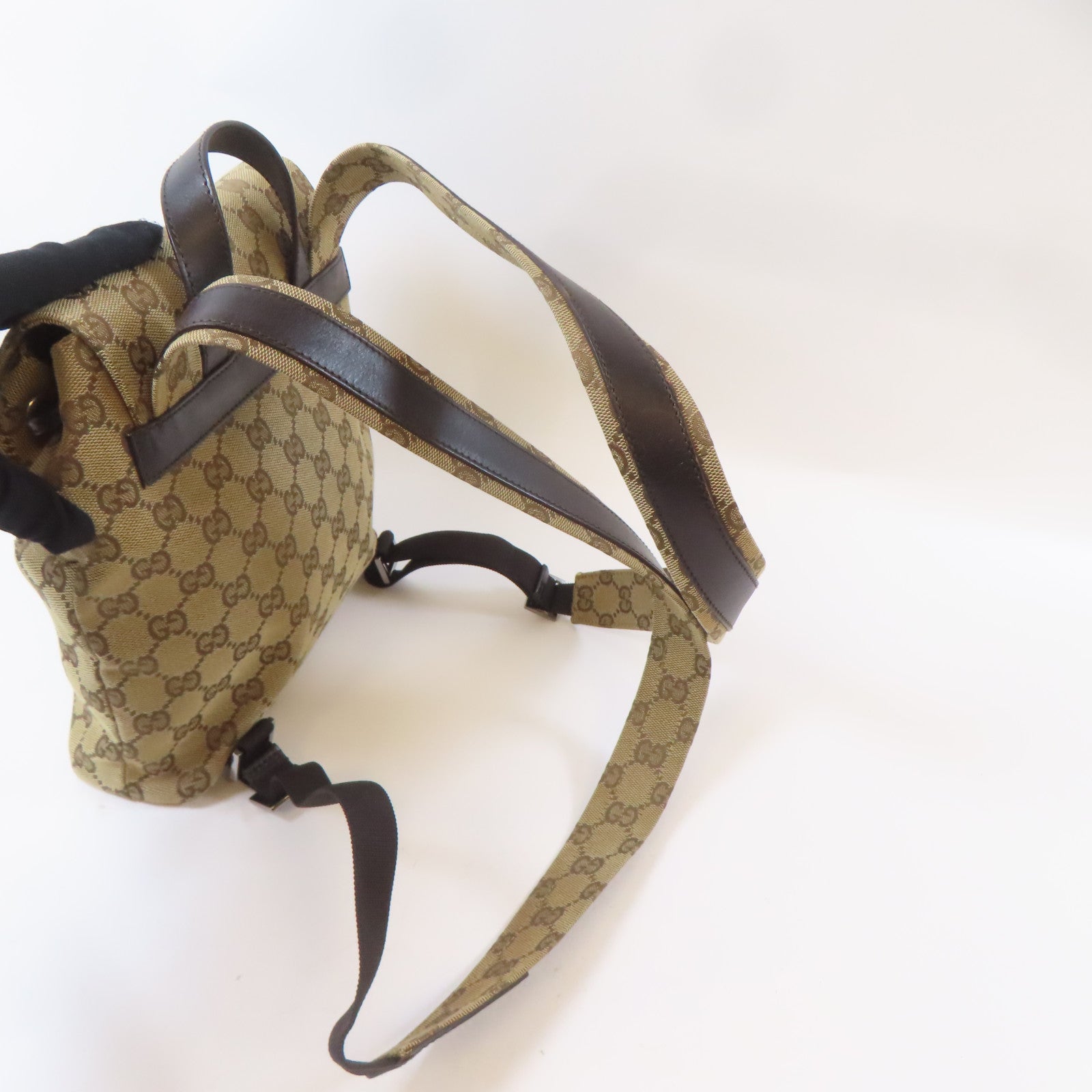 GUCCI 帆布GG Supreme BackPack銀扣背包啡色