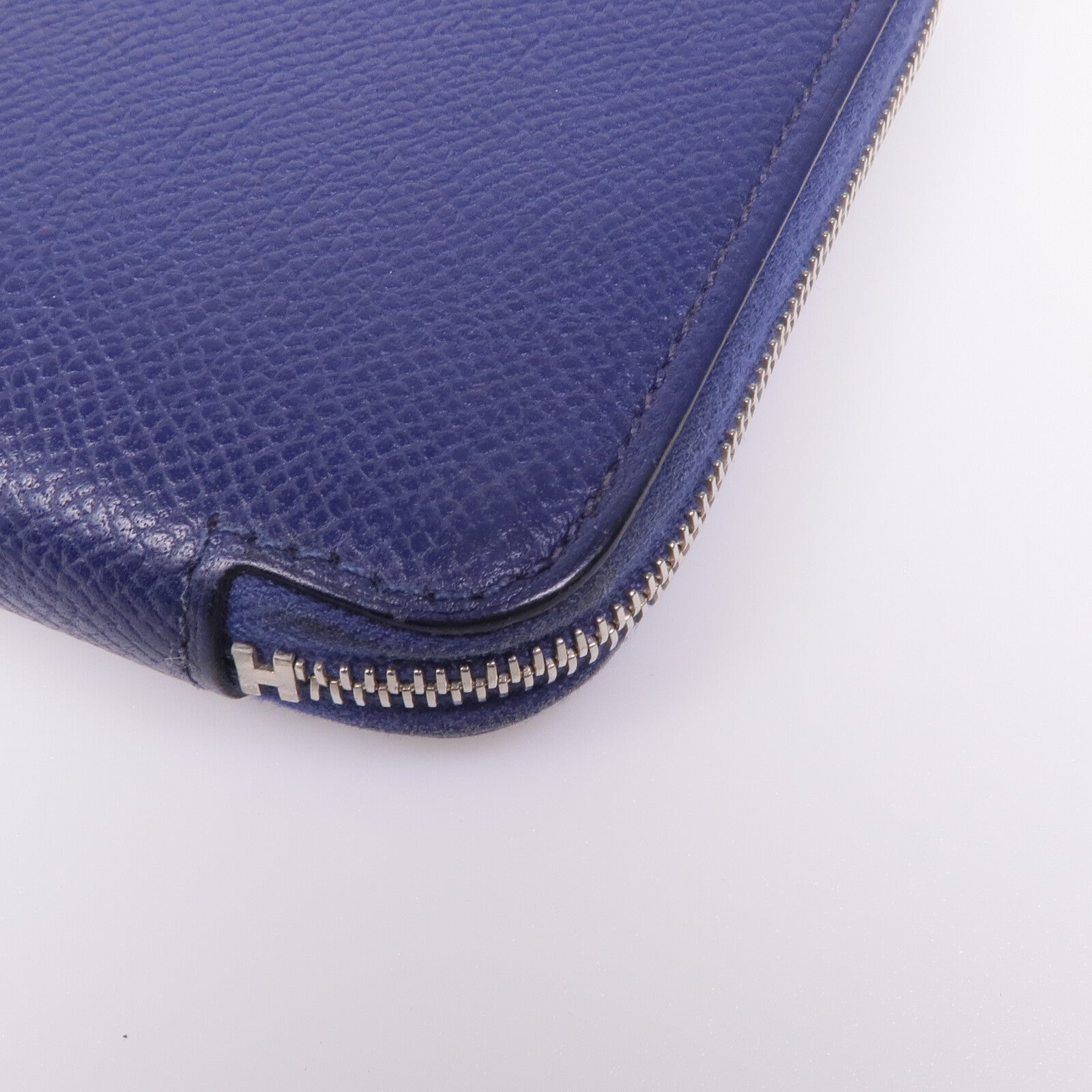 HERMES Epsom皮革Silk-In Azap Long銀扣長錢包Bleu Saphir