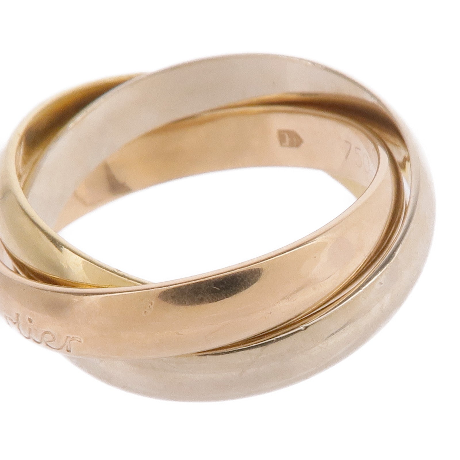 CARTIER 18K黃金/白金/玫瑰金Trinity戒指Cartier#51/US#5.5