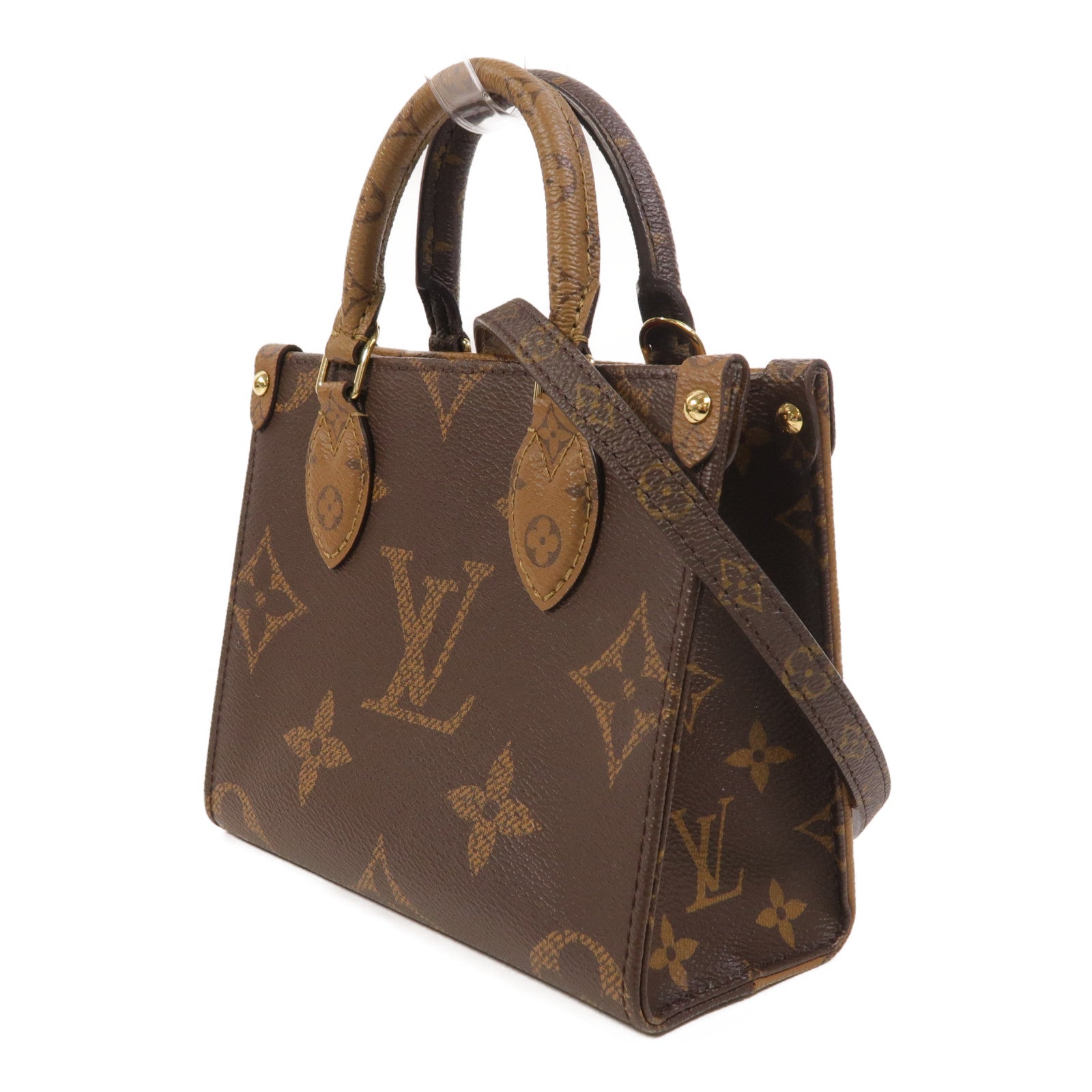 LOUIS VUITTON Monogram Reverse On The Go BB金扣手挽肩背兩用袋