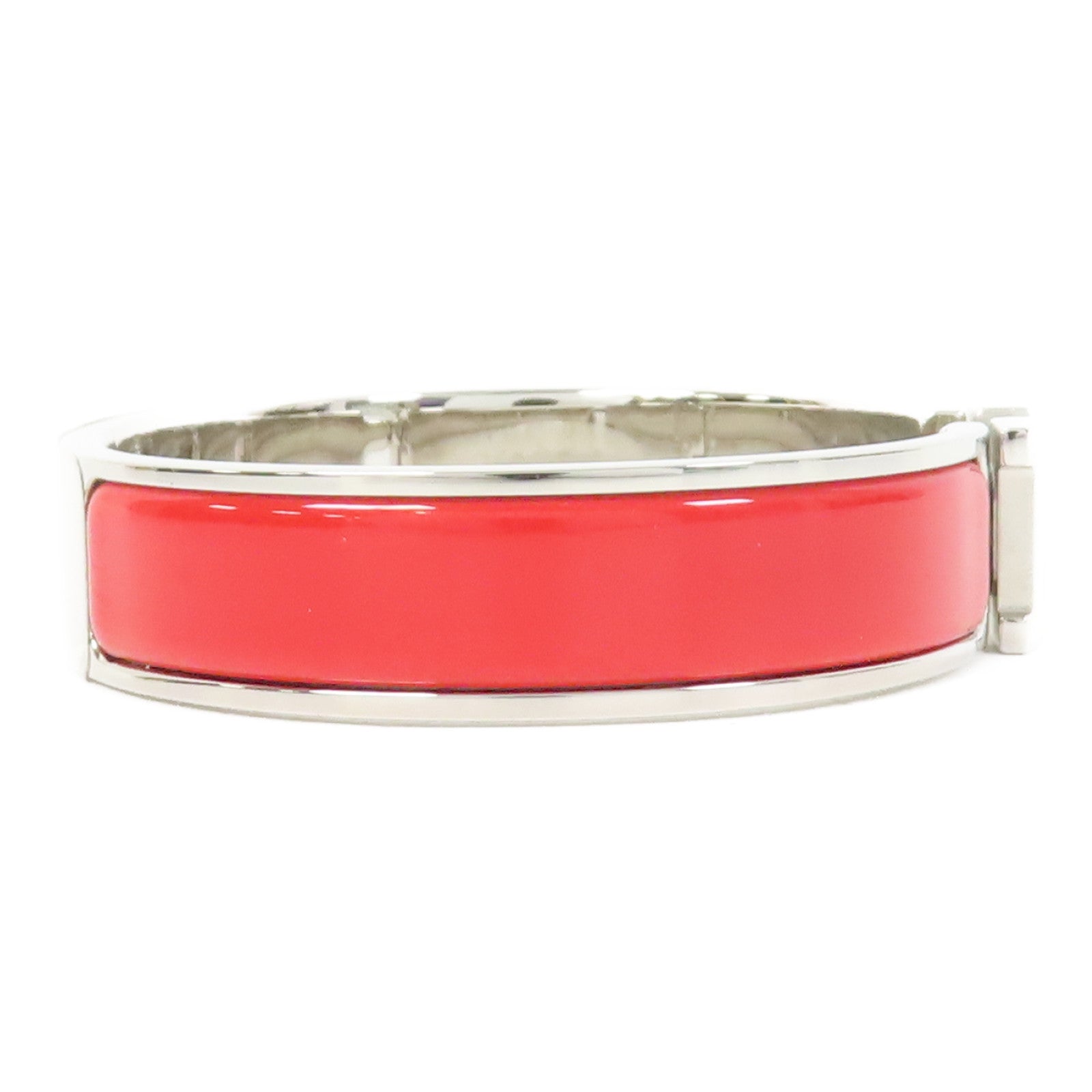 HERMES 金屬Clic H Bracelet手鐲紅色/白色