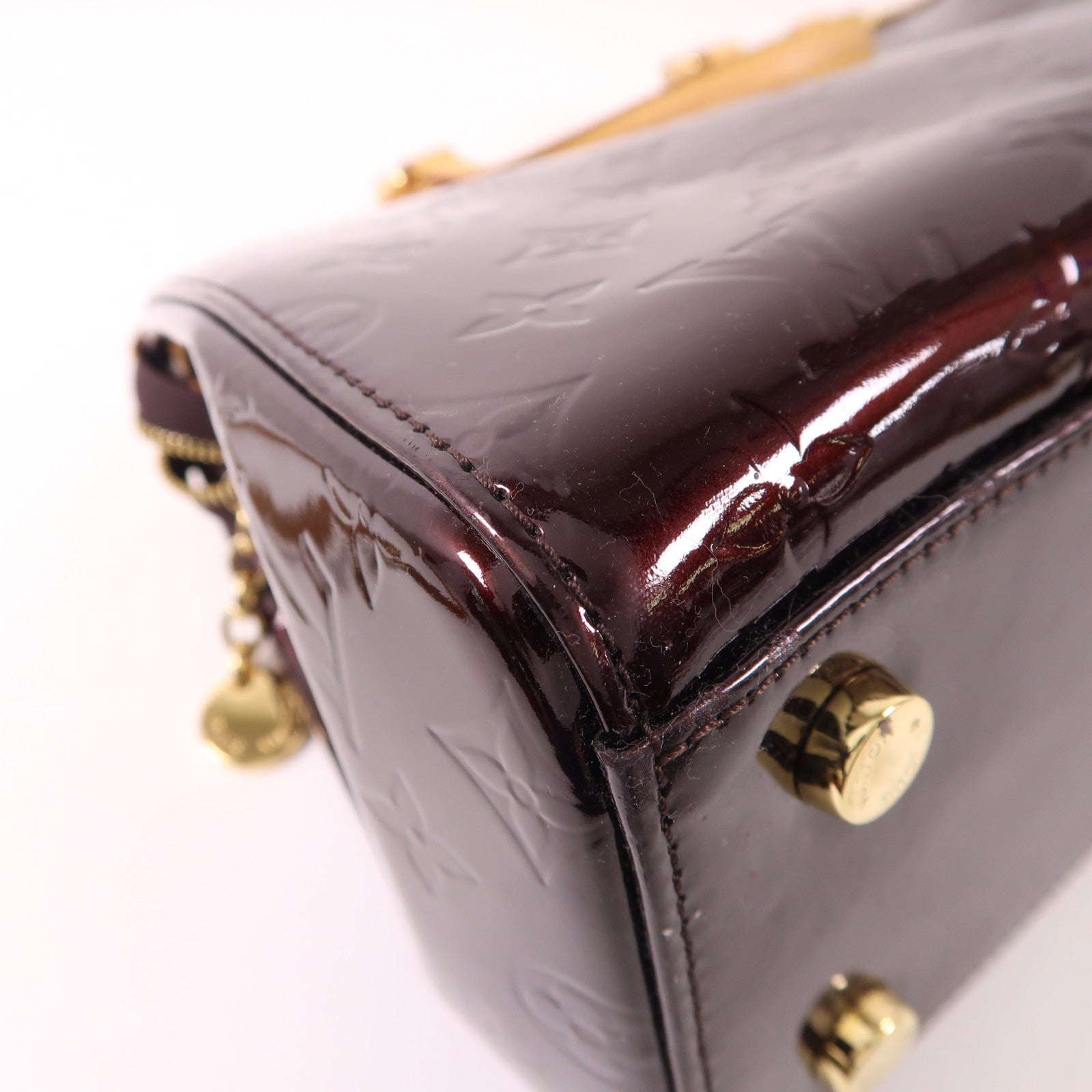 LOUIS VUITTON Vernis Brea MM金扣手挽肩背兩用袋Rouge Fauviste
