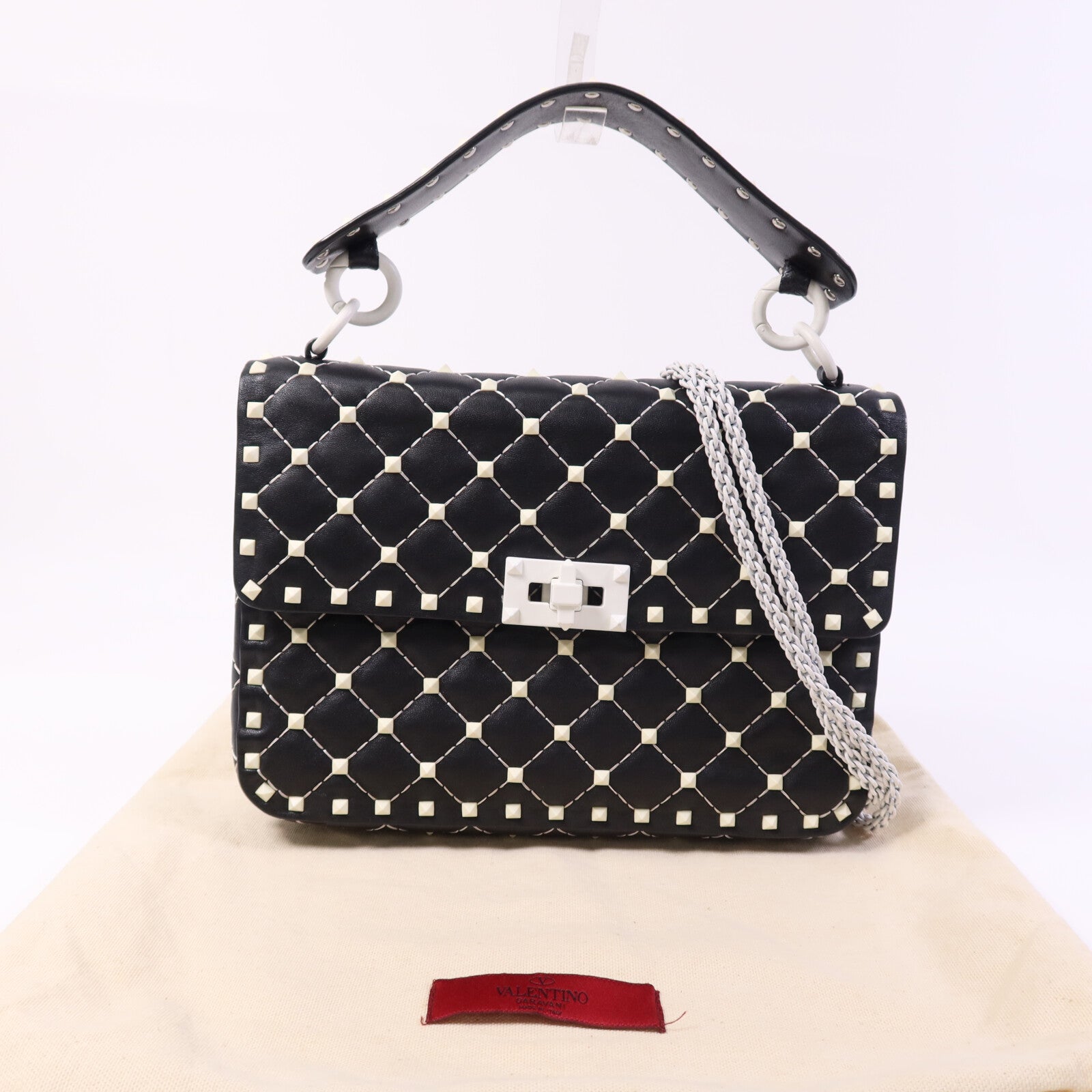 Valentino 皮革2 Way Shoulder Bag鏈帶手挽肩背兩用袋