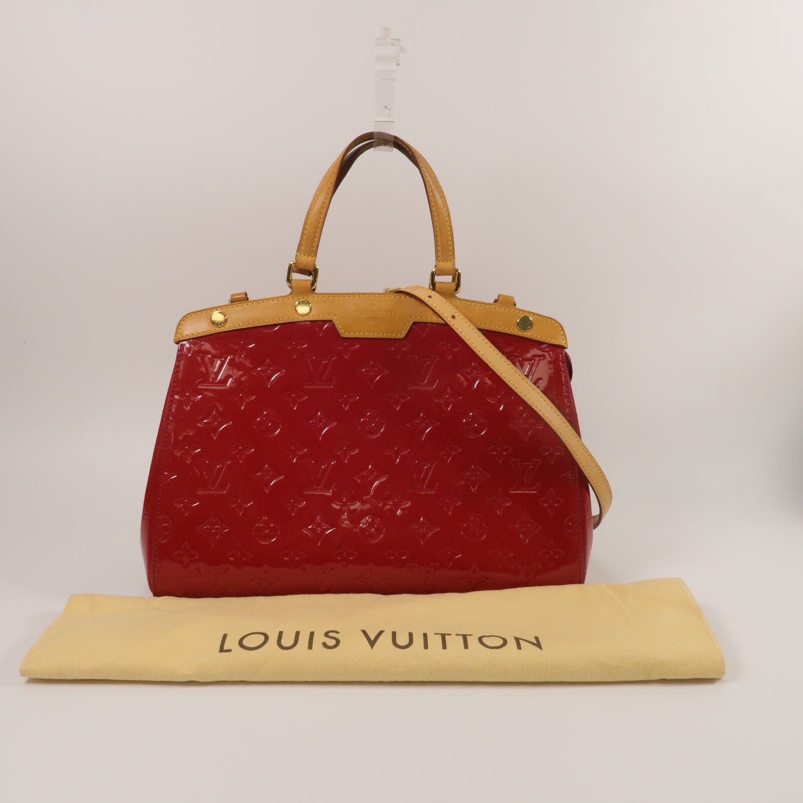 LOUIS VUITTON Mono-Vernis Brea MM手挽肩背兩用袋紅色