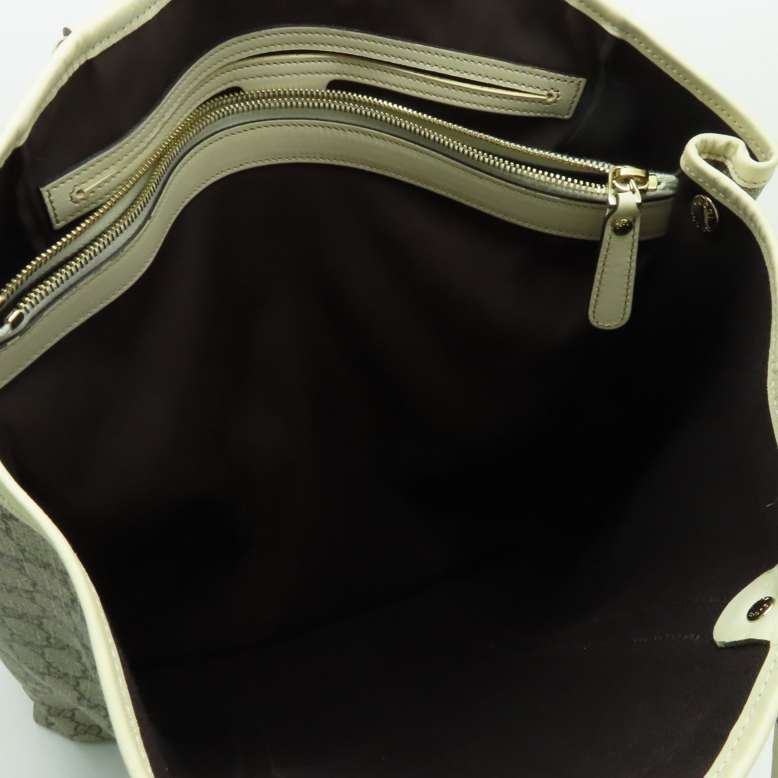 GUCCI 【激減優惠】塗層帆布Tote Bag金扣手挽袋啡色/米色