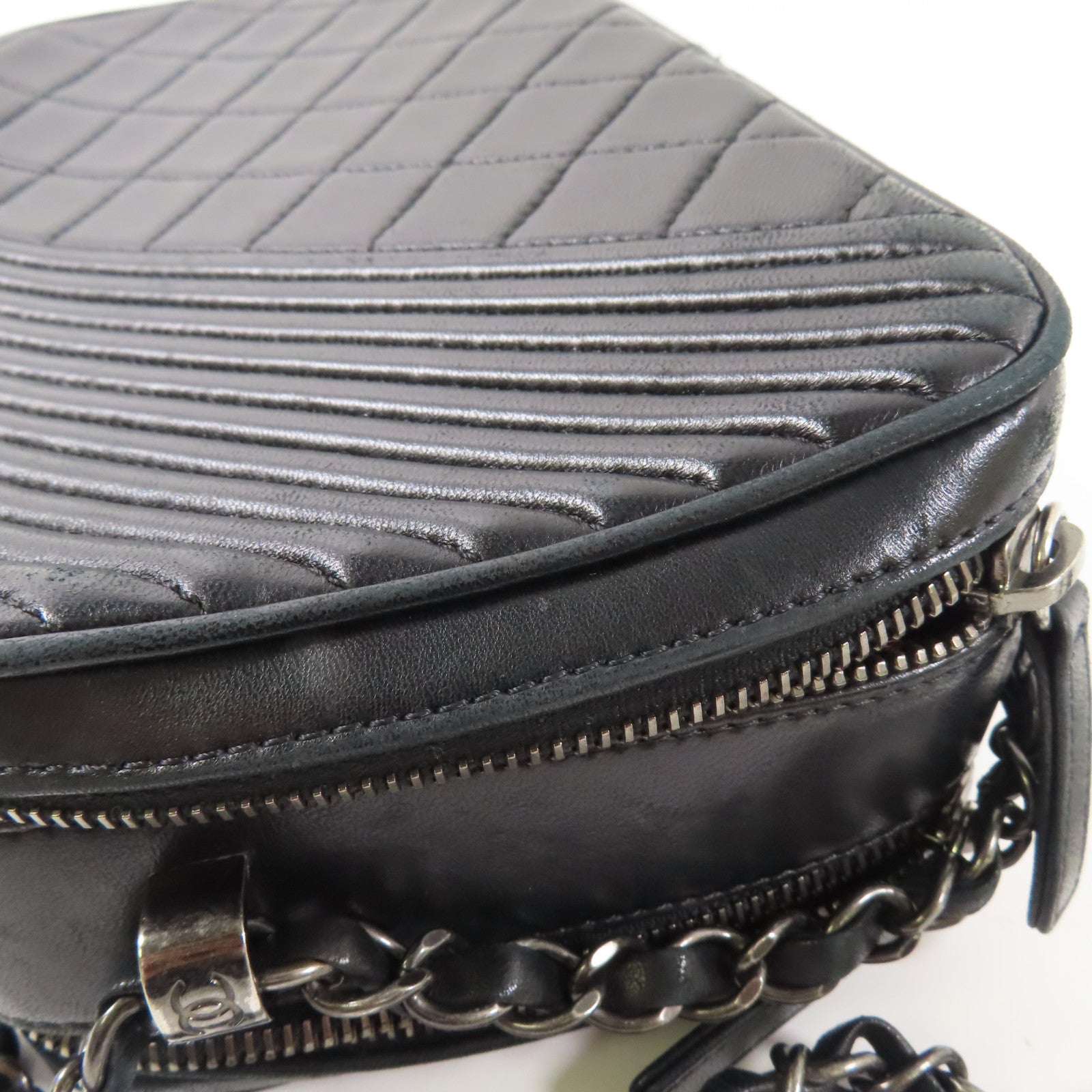 CHANEL 牛皮皮革Chain Shoulder Bag銀扣鏈帶肩背袋