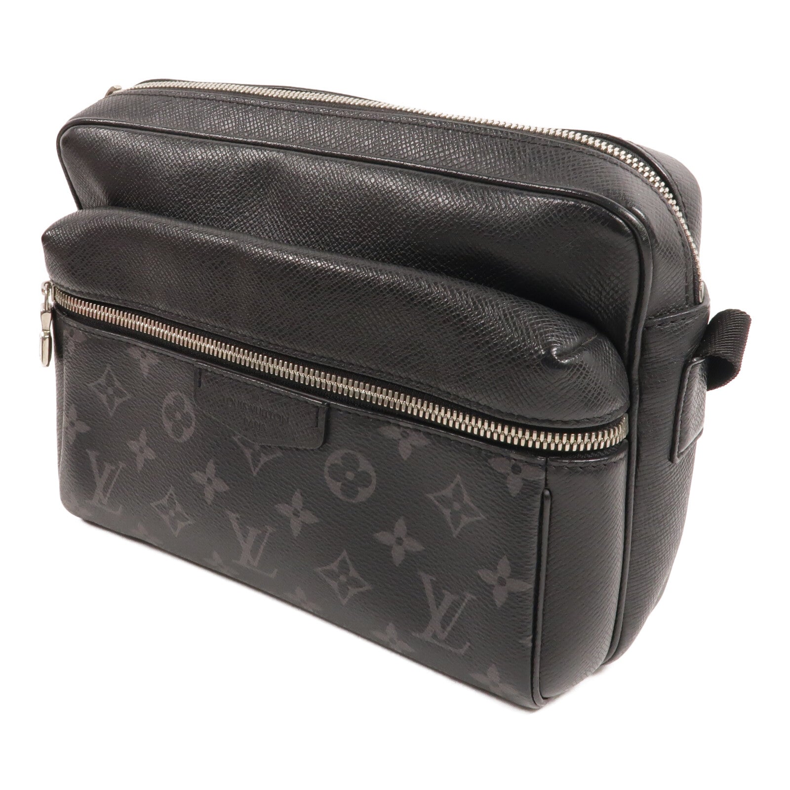 LOUIS VUITTON Monogram Eclipse/Taiga Outdoor Messenger銀扣肩背袋