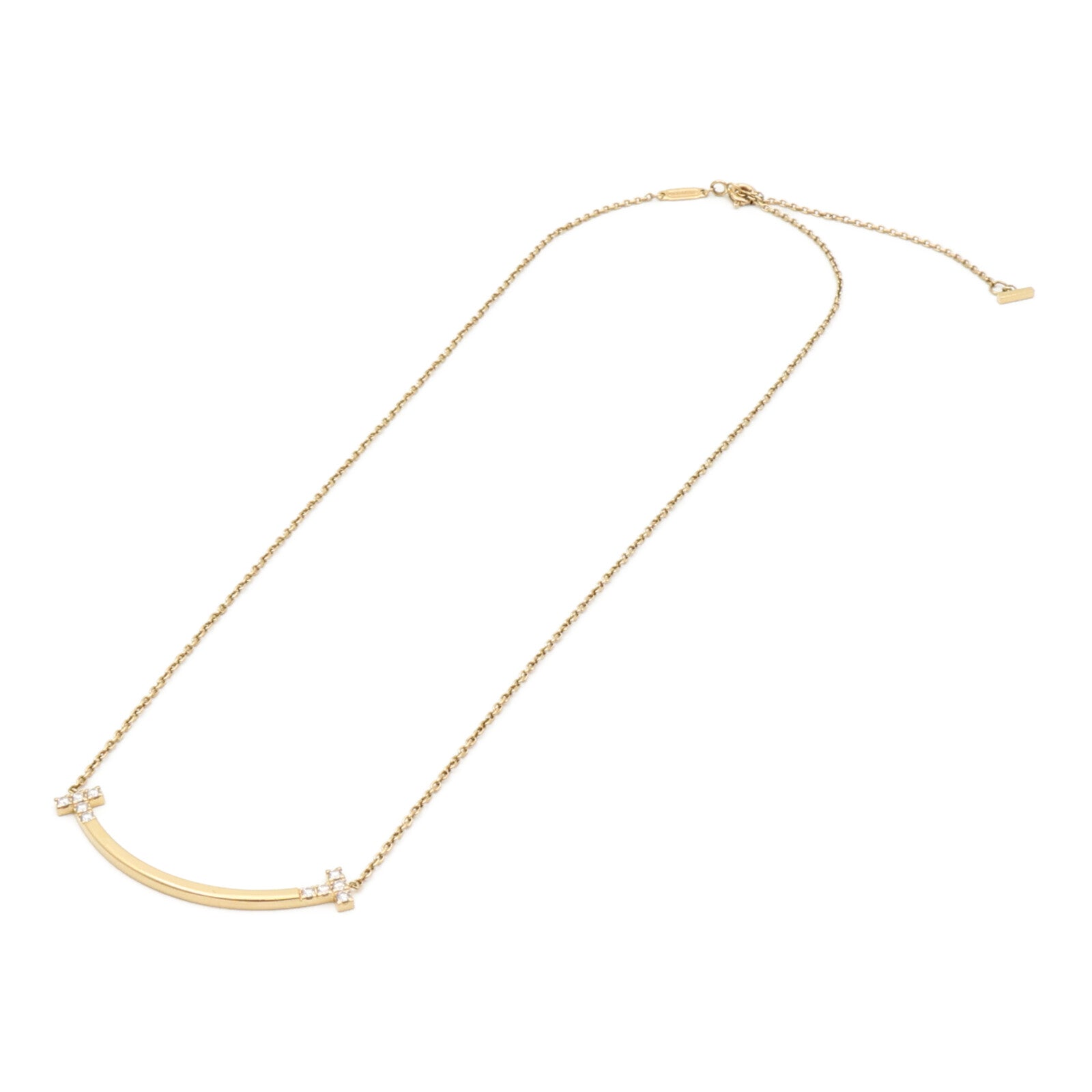 TIFFANY＆CO 18K黃金T-Smile Diamond Pendent鑽石項鍊