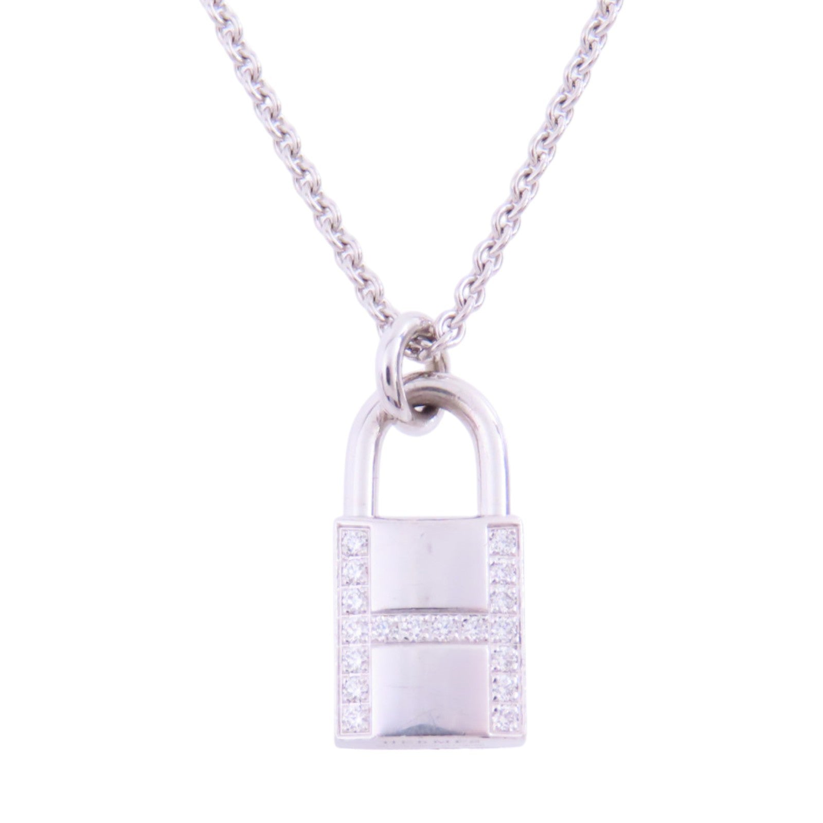 HERMES 【激減優惠】18K白金/鑽石Kelly Cadenas Pendant Necklace銀扣項鏈