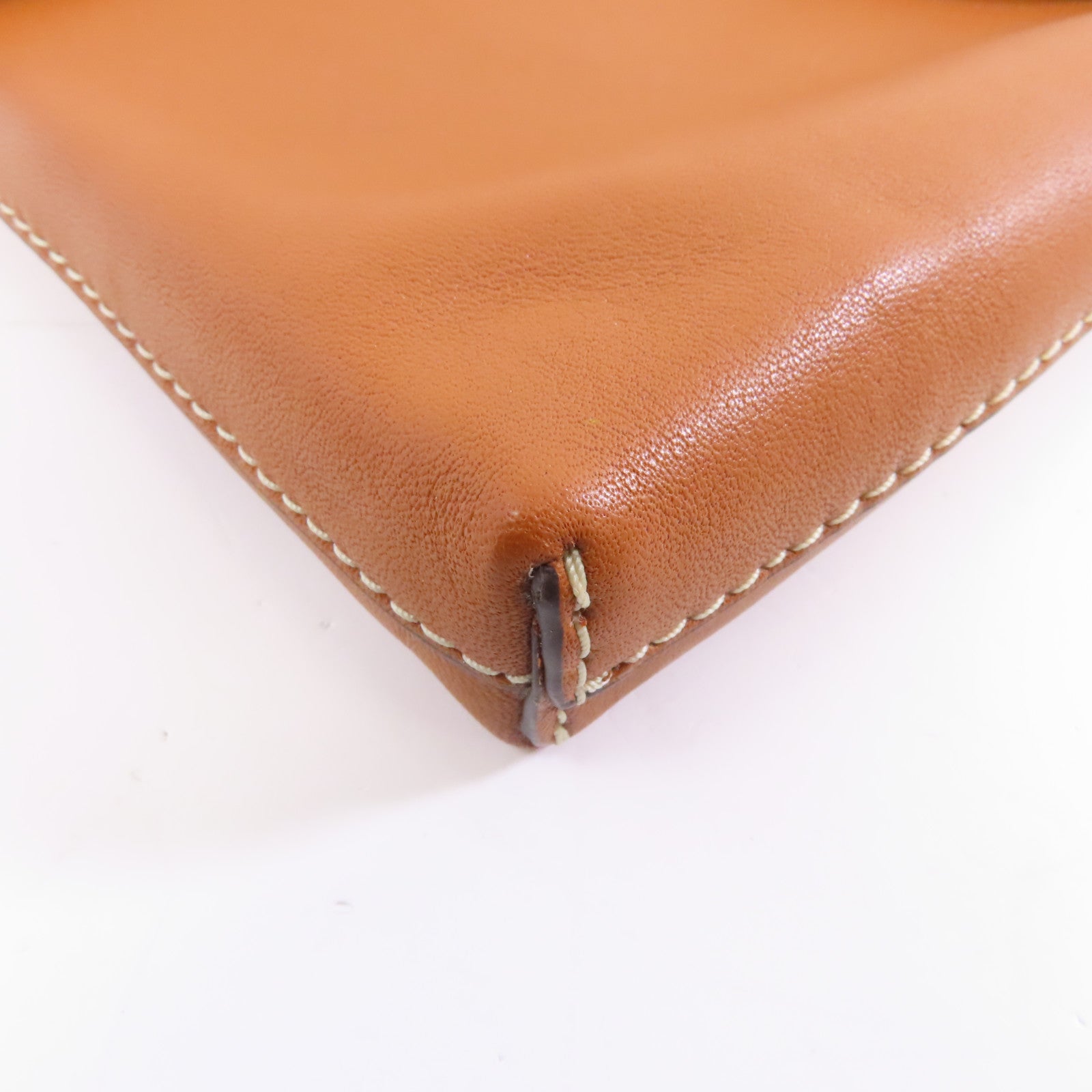 Tory Burch 牛皮皮革Clutch金扣手拿包啡色