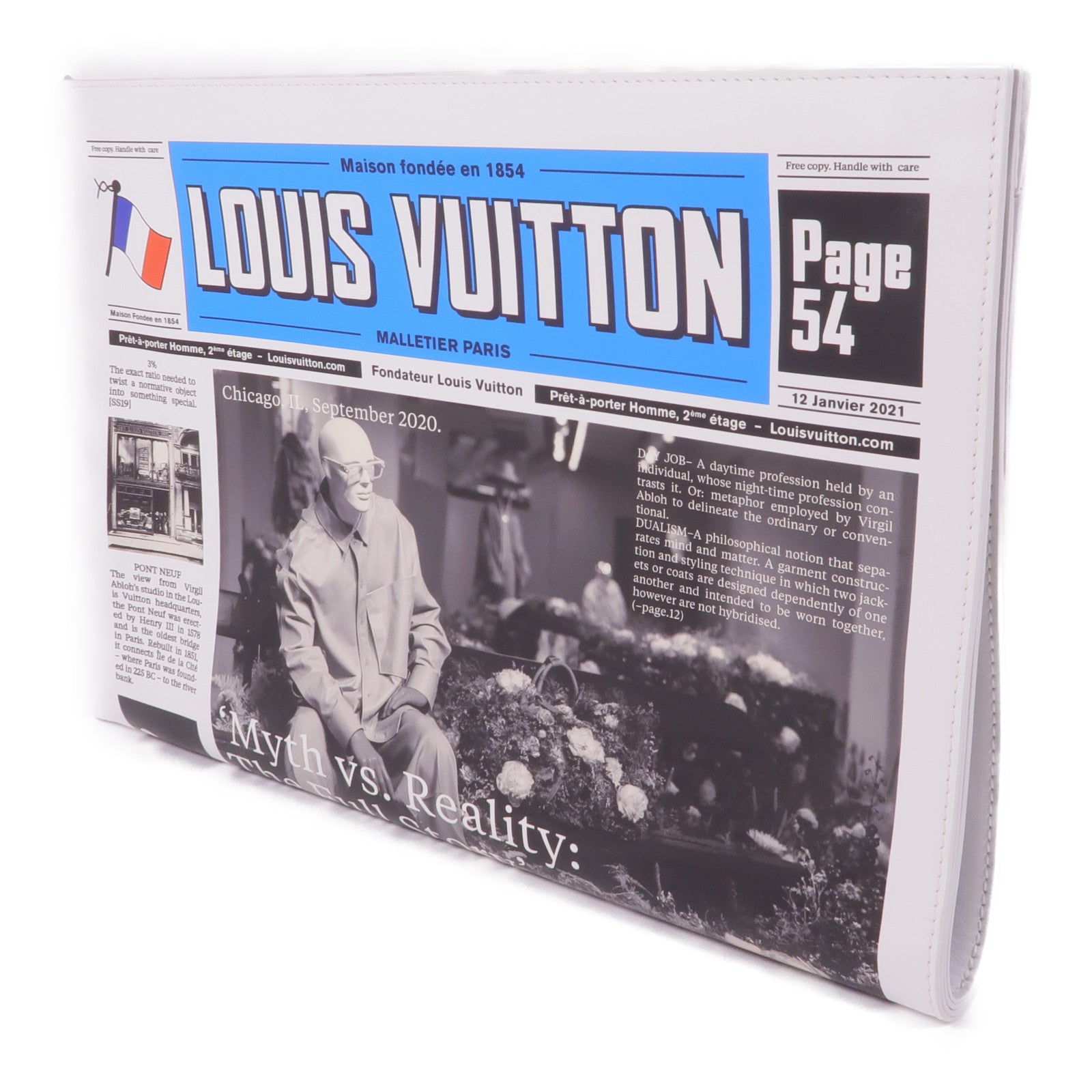 LOUIS VUITTON 牛皮皮革Newspaper Bag銀扣手拿包