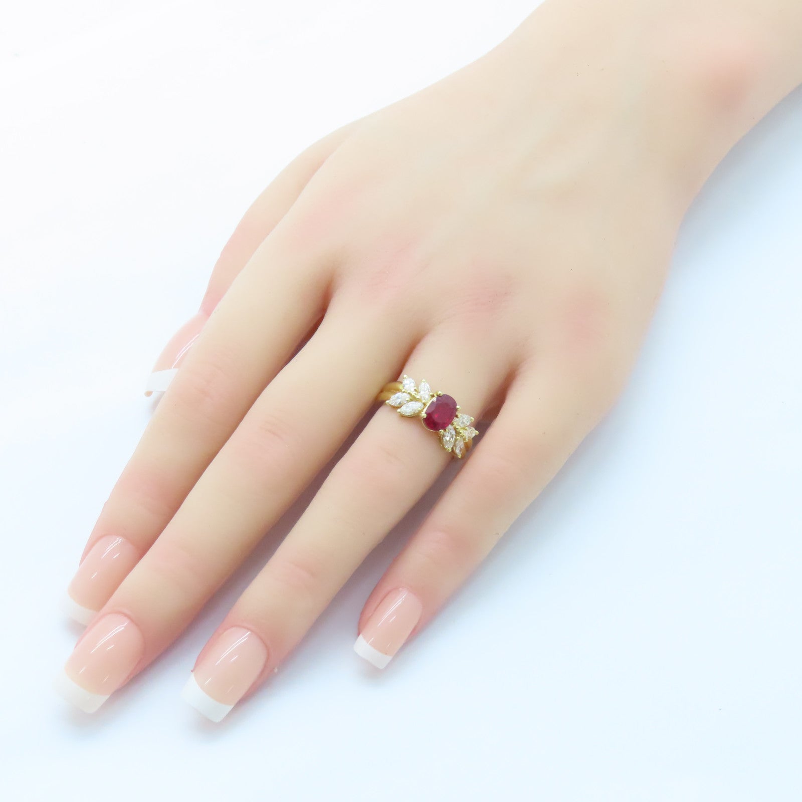 JEWELRY 18K黃金Ruby Diamond Ring 1.00ct紅寶石/0.92ct鑚石戒指US#6.25