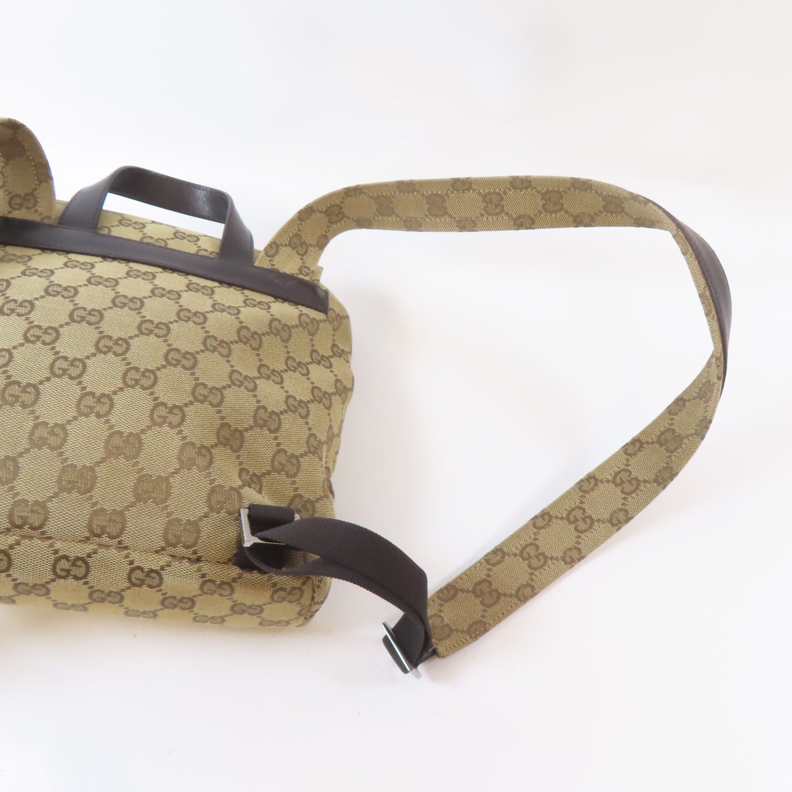GUCCI 帆布GG Supreme BackPack銀扣背包啡色