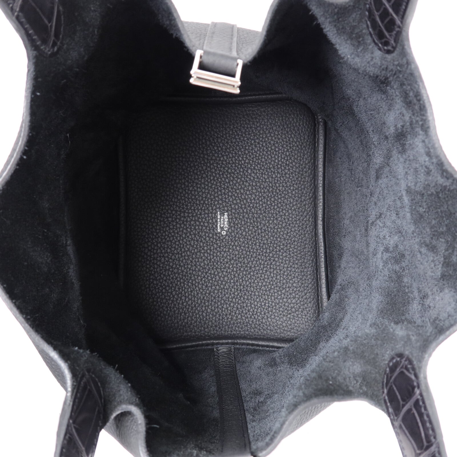 HERMES Clemence皮革Picotin MM手挽袋Noir