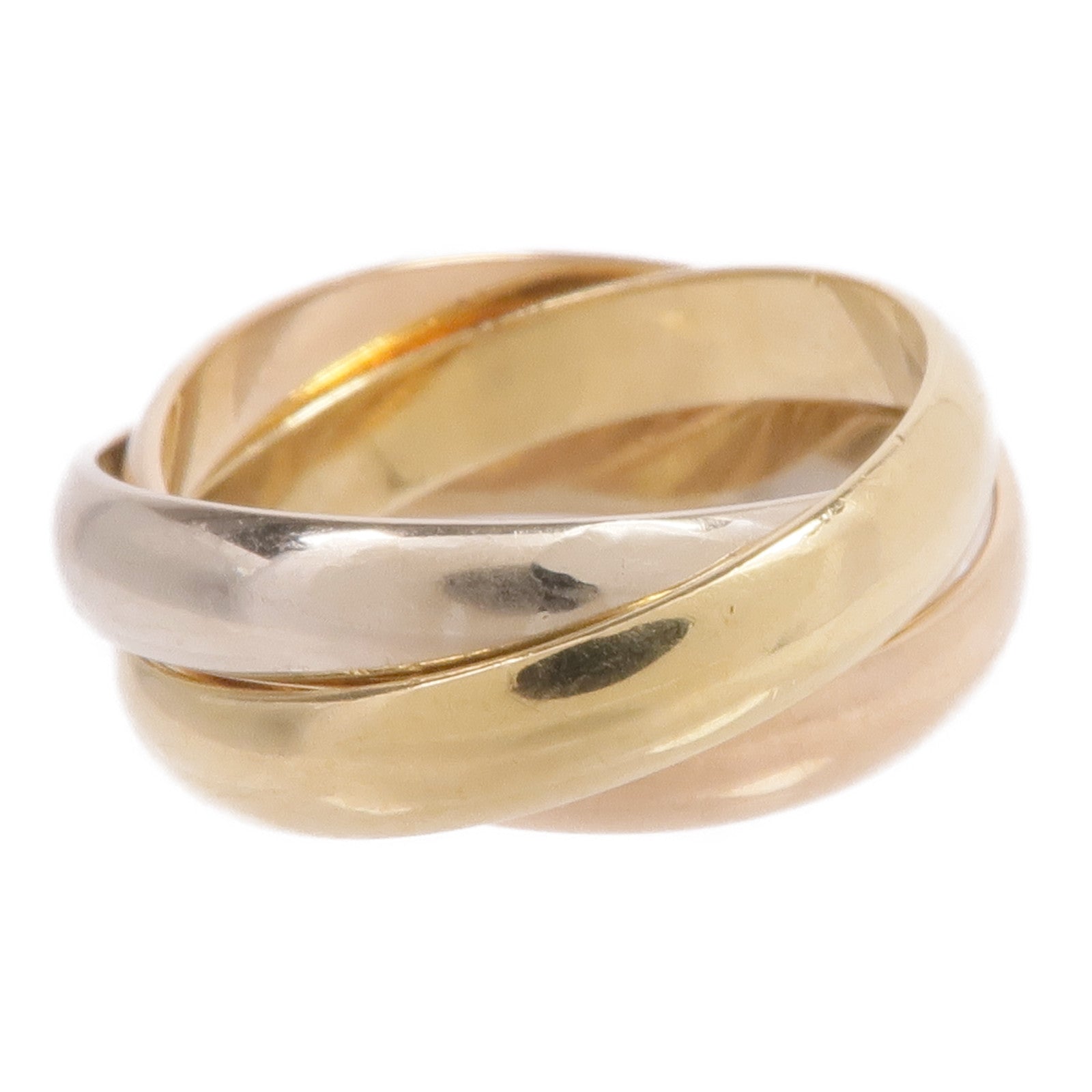 CARTIER 18K黃金/白金/玫瑰金Trinity戒指Cartier#51/US#5.5