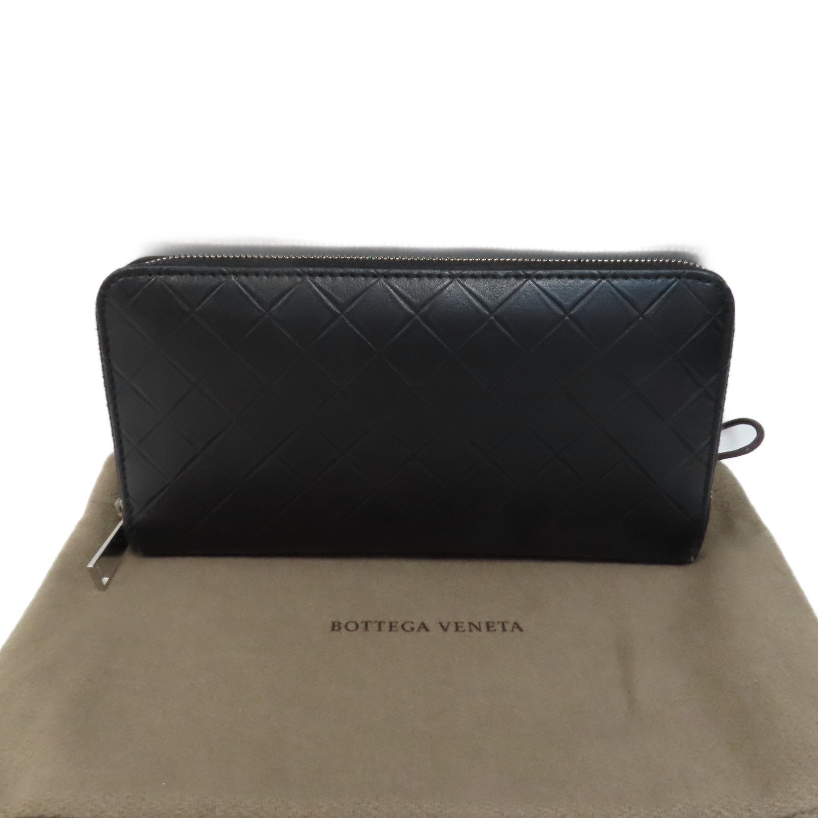 BOTTEGA VENETA 羊皮皮革Long Wallet銀扣長錢包黑色