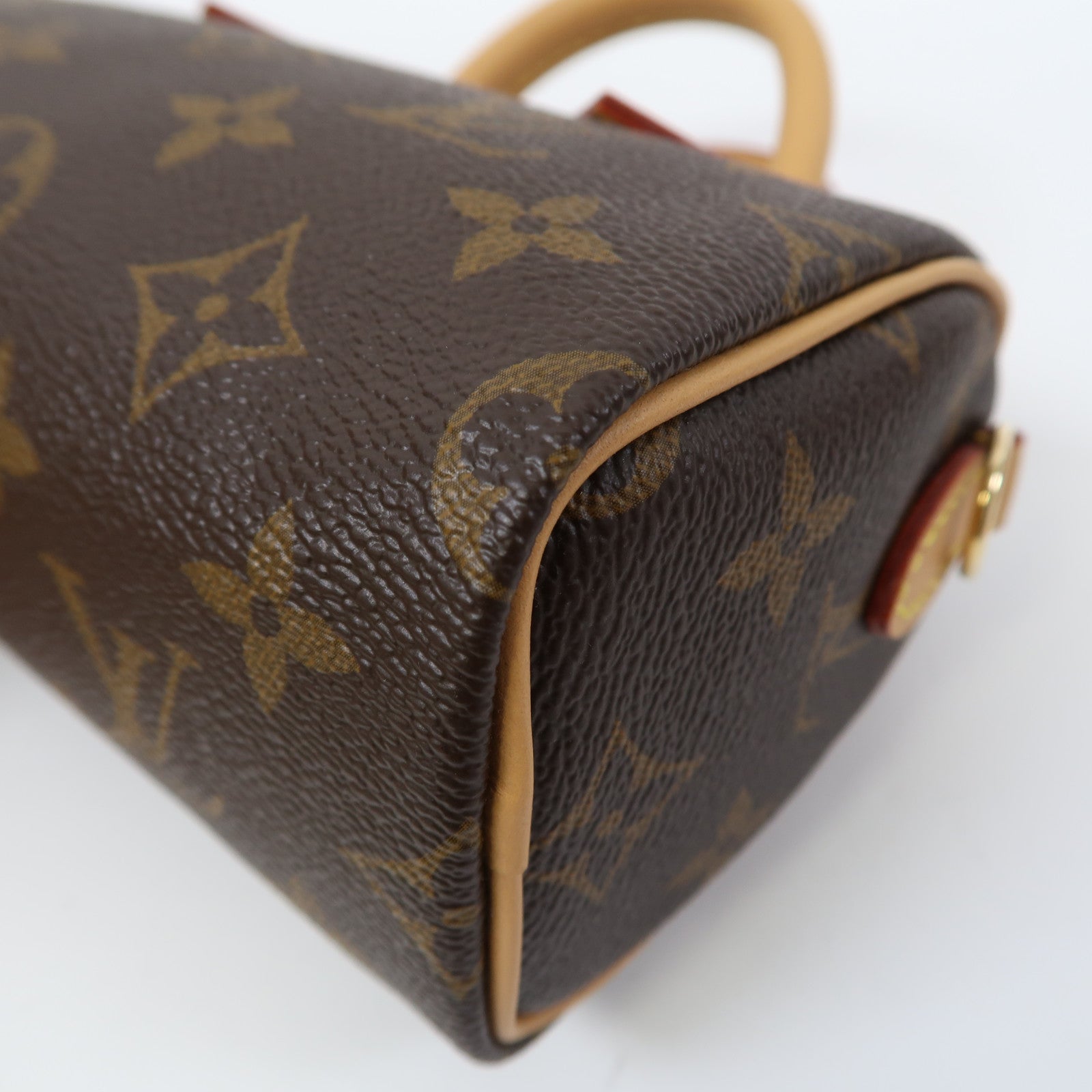 LOUIS VUITTON Monogram Nano Speedy金扣手挽肩背兩用袋啡色