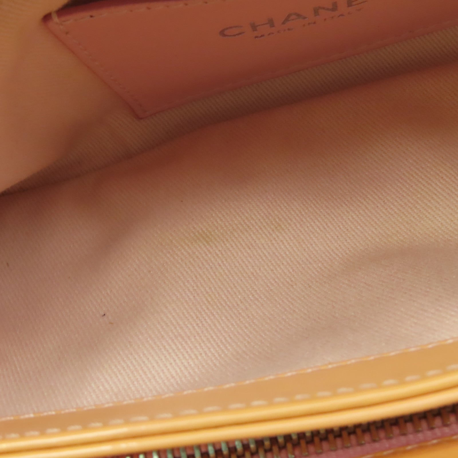 CHANEL 【清倉大減價】菱格漆皮皮革Chain Shoulder Bag銀扣鏈帶肩背袋橙色